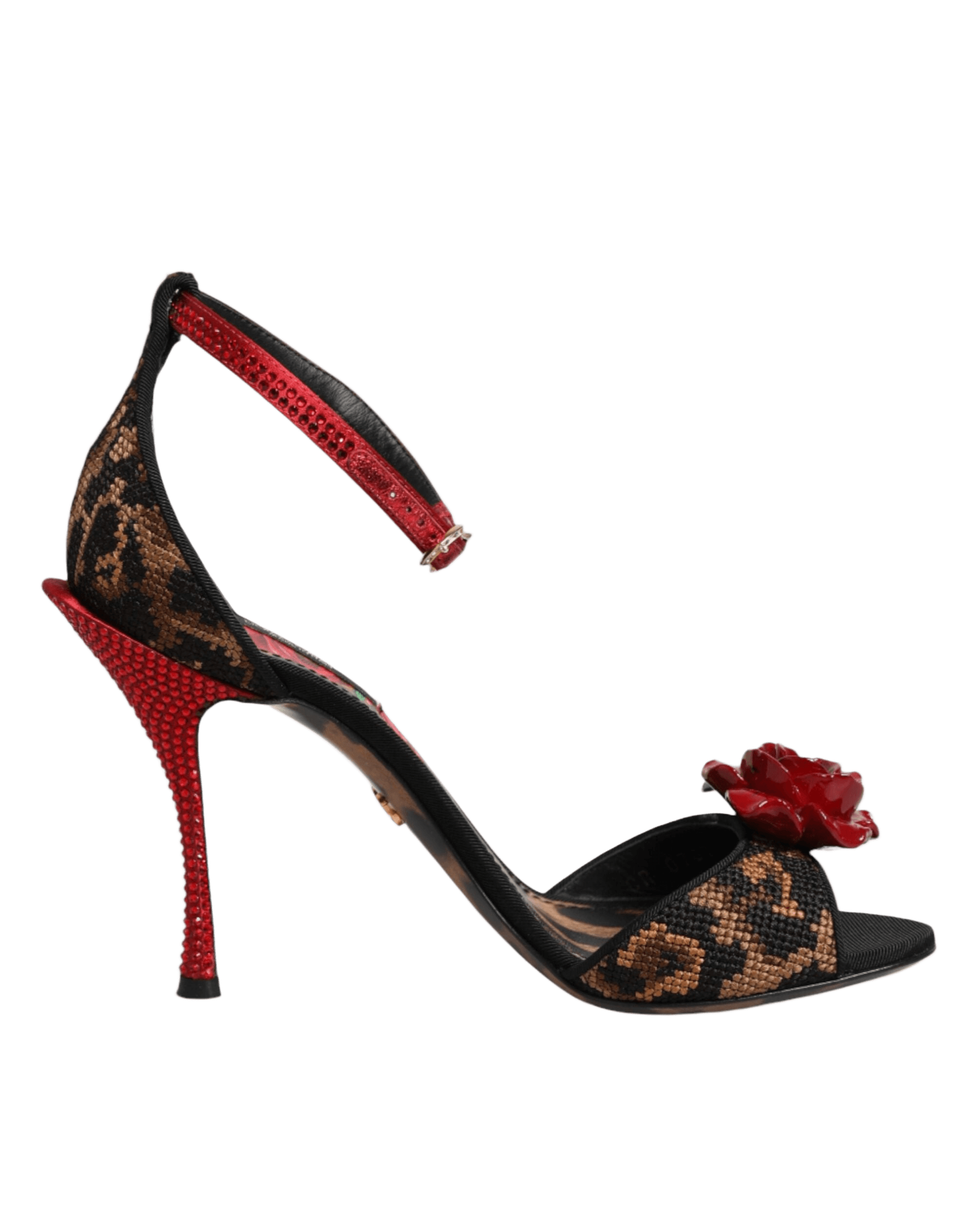 Dolce & Gabbana Brown Leopard Crystal Roses Sandals Shoes Glam Steals