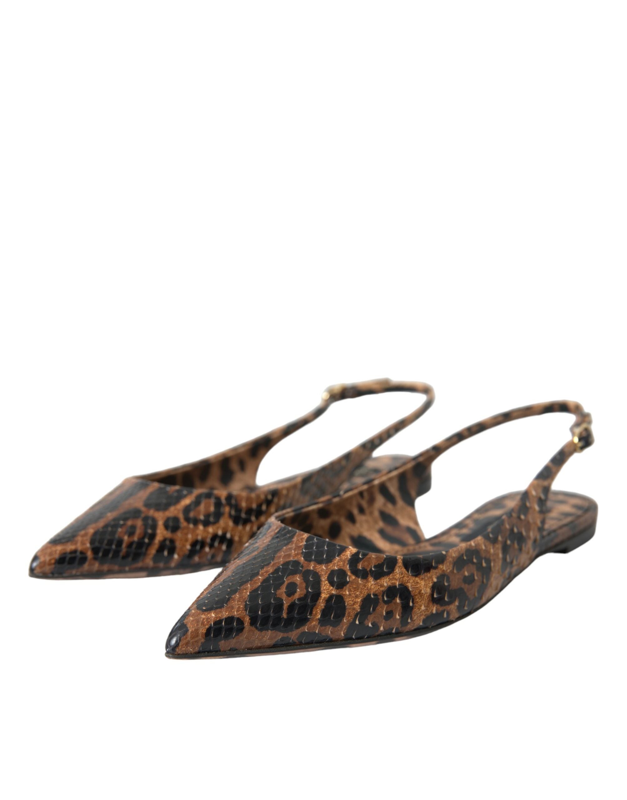 Dolce & Gabbana Brown Leopard Exotic Skin Slingback Shoes Glam Steals