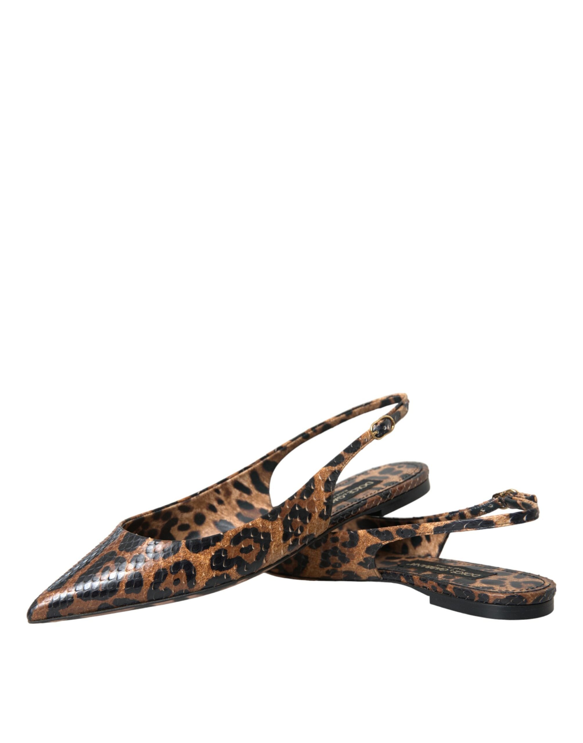 Dolce & Gabbana Brown Leopard Exotic Skin Slingback Shoes Glam Steals