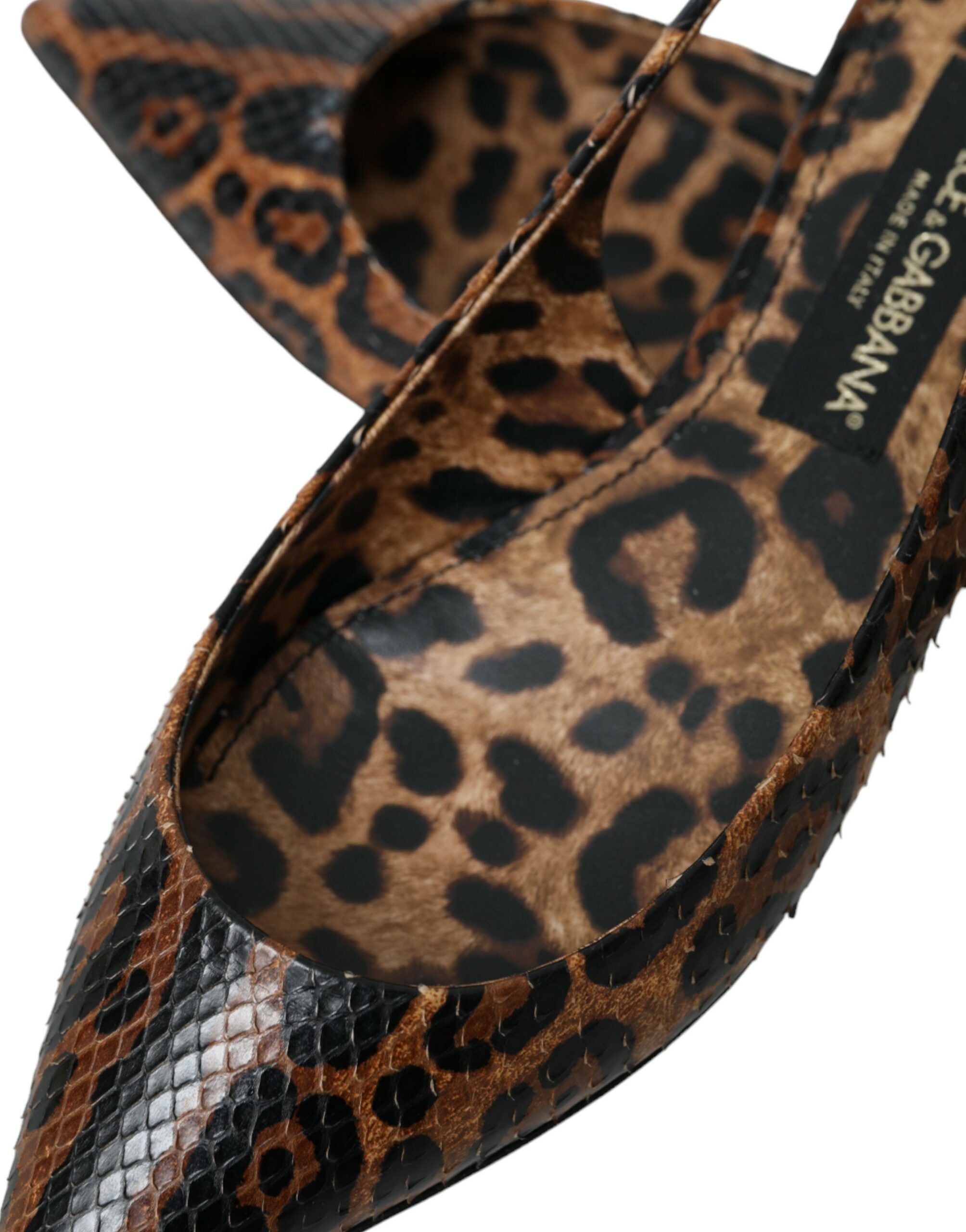 Dolce & Gabbana Brown Leopard Exotic Skin Slingback Shoes Glam Steals