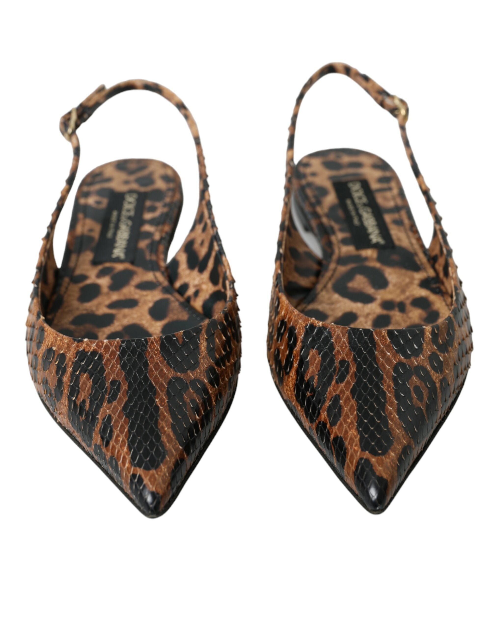 Dolce & Gabbana Brown Leopard Exotic Skin Slingback Shoes Glam Steals