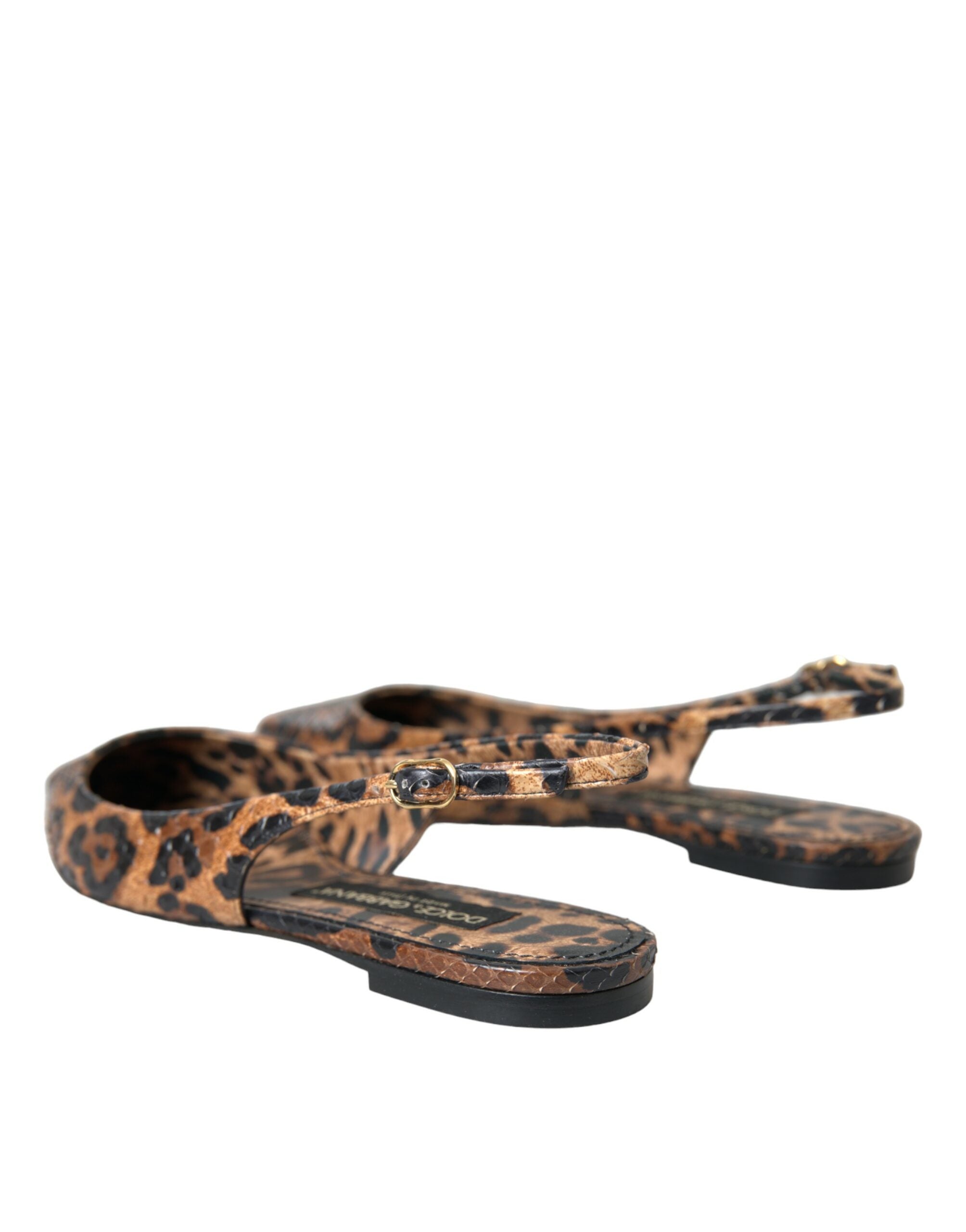 Dolce & Gabbana Brown Leopard Exotic Skin Slingback Shoes Glam Steals
