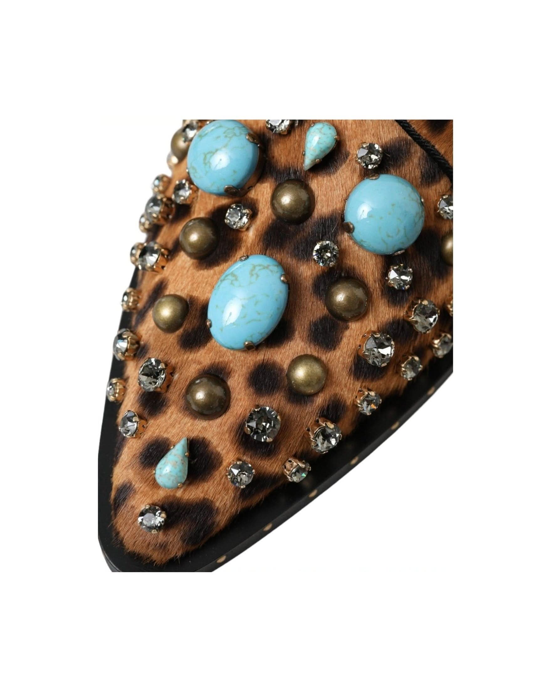 Dolce & Gabbana Brown Leopard Hair Crystal Dress Broque Shoes Shoes