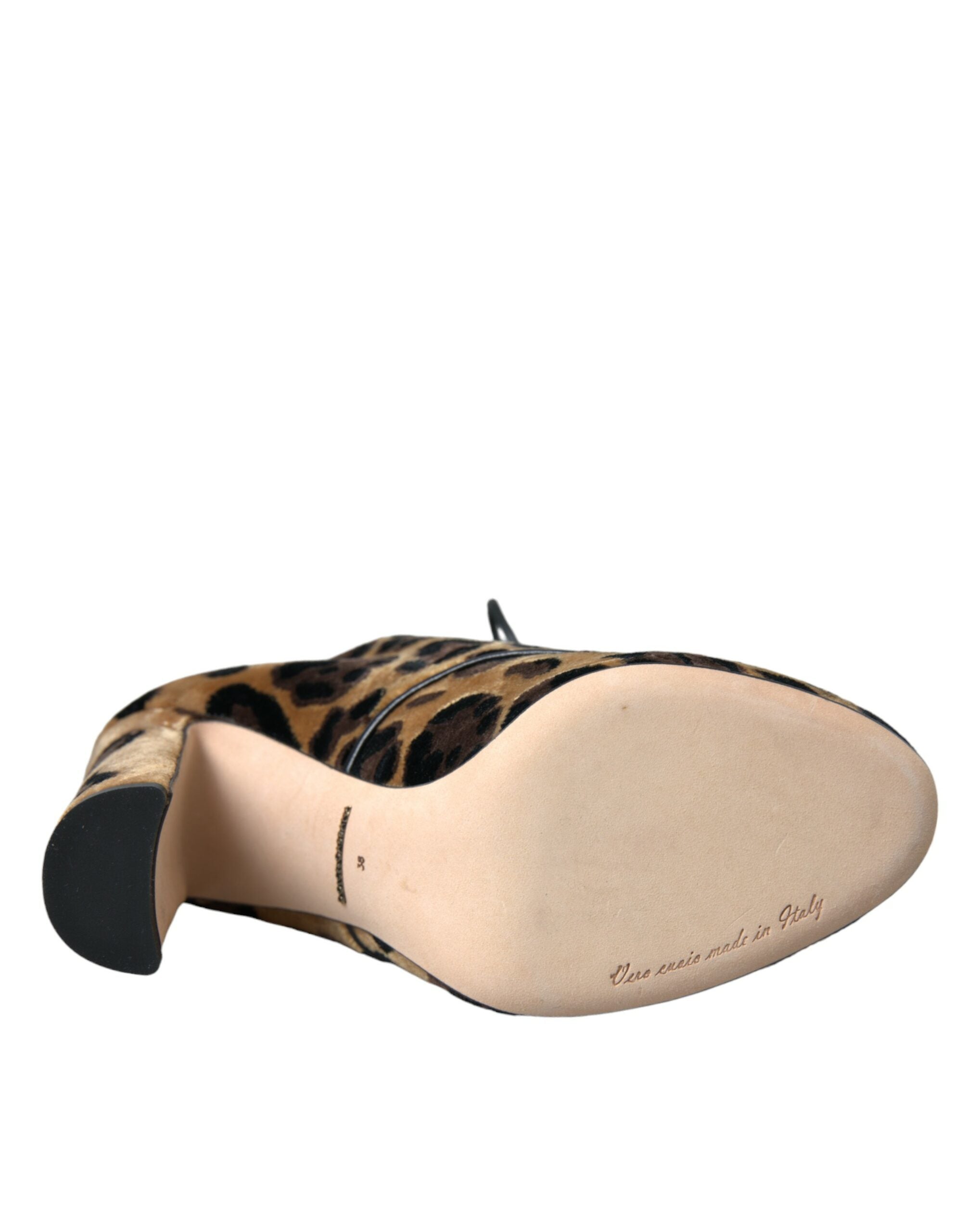 Dolce & Gabbana Brown Leopard Hair Lace Up Booties Shoes Glam Steals