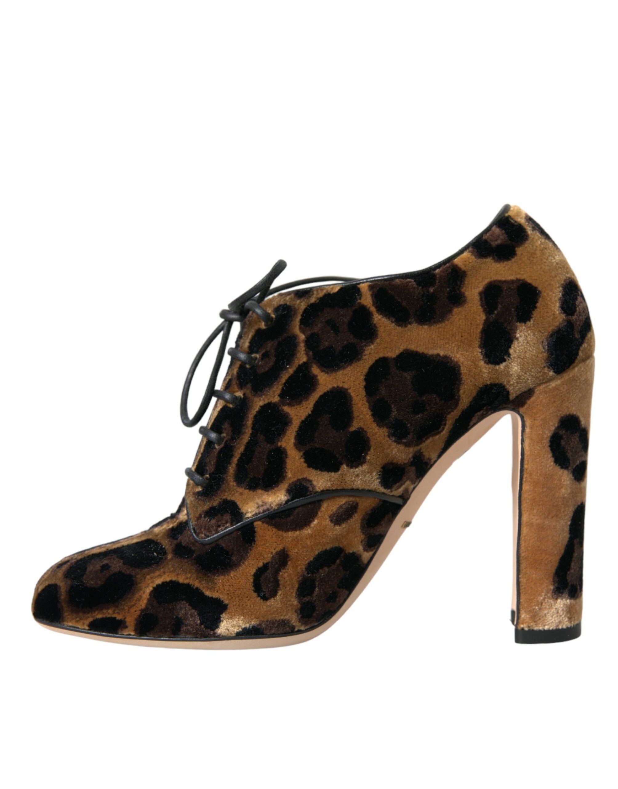 Dolce & Gabbana Brown Leopard Hair Lace Up Booties Shoes Glam Steals