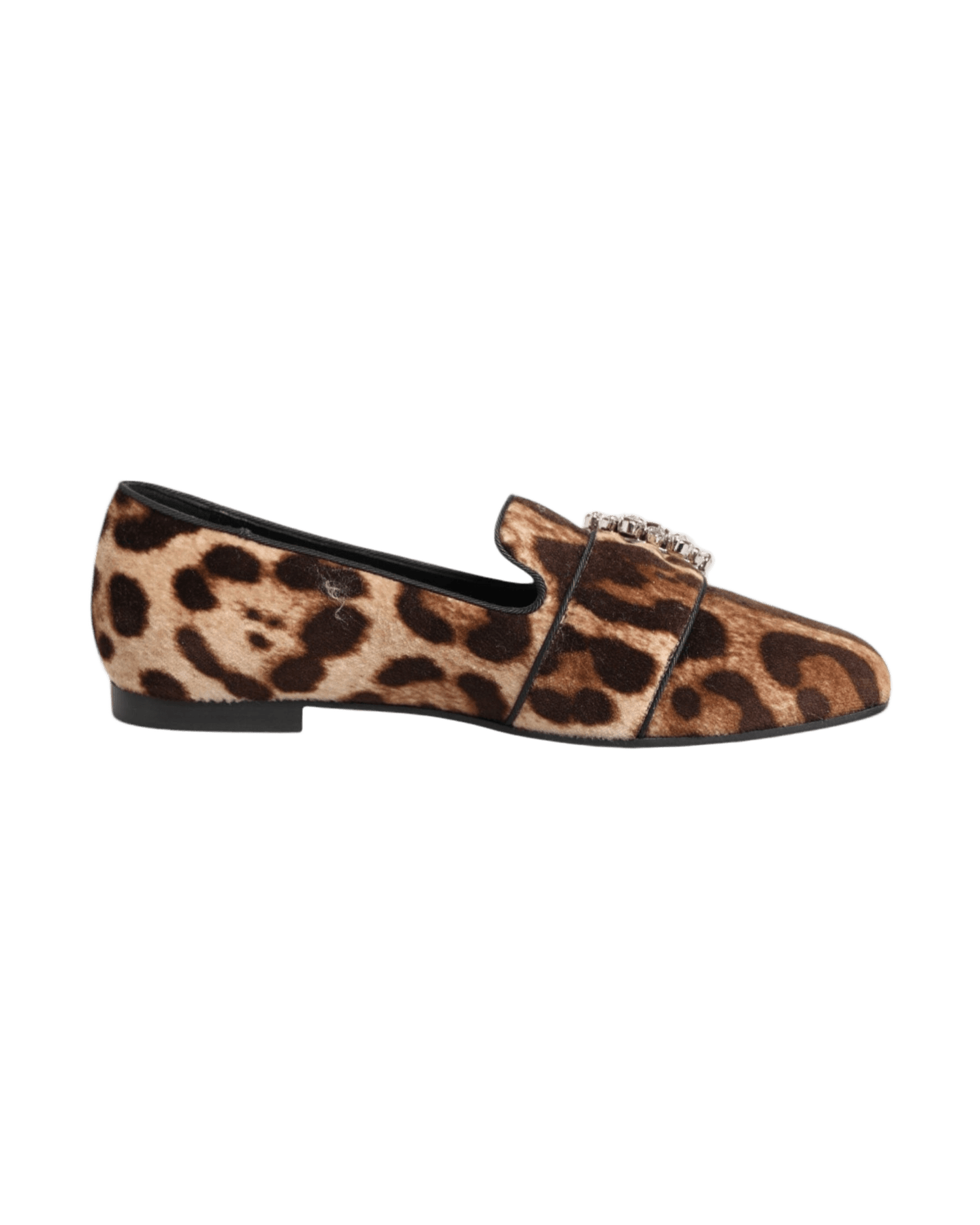 Dolce & Gabbana Brown Leopard Print Crystals Loafers Flats Shoes Shoes