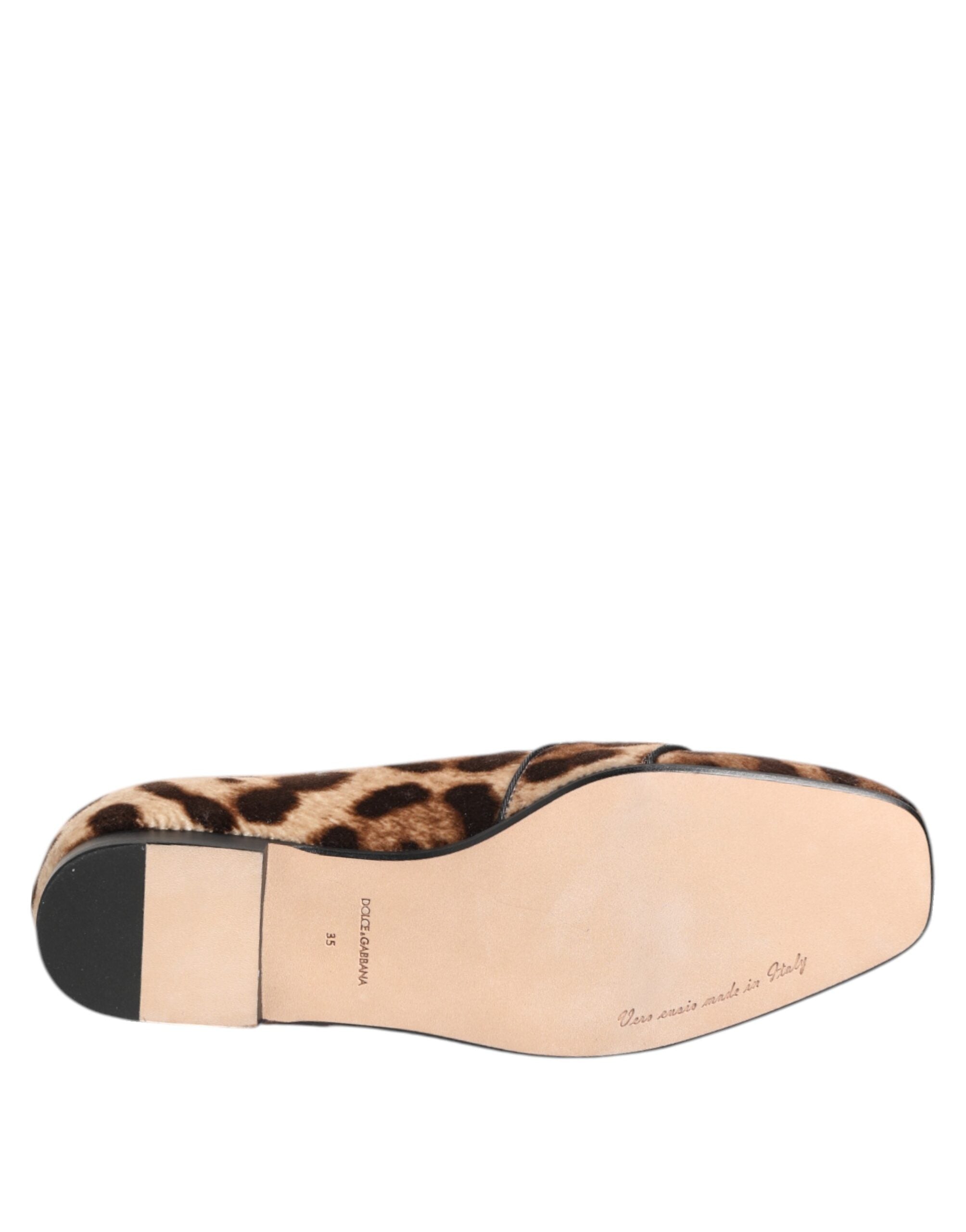 Dolce & Gabbana Brown Leopard Print Crystals Loafers Flats Shoes Glam Steals