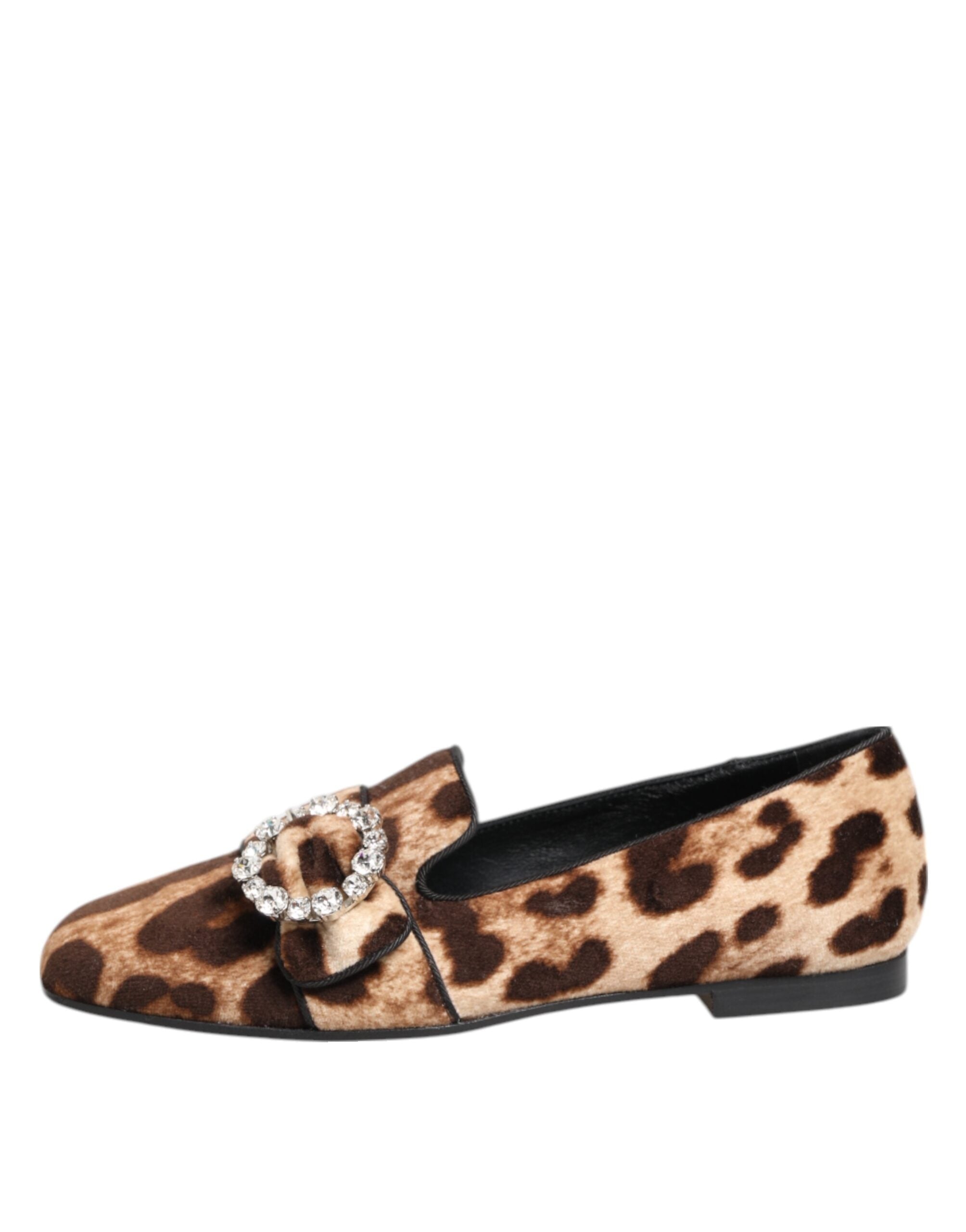 Dolce & Gabbana Brown Leopard Print Crystals Loafers Flats Shoes Glam Steals