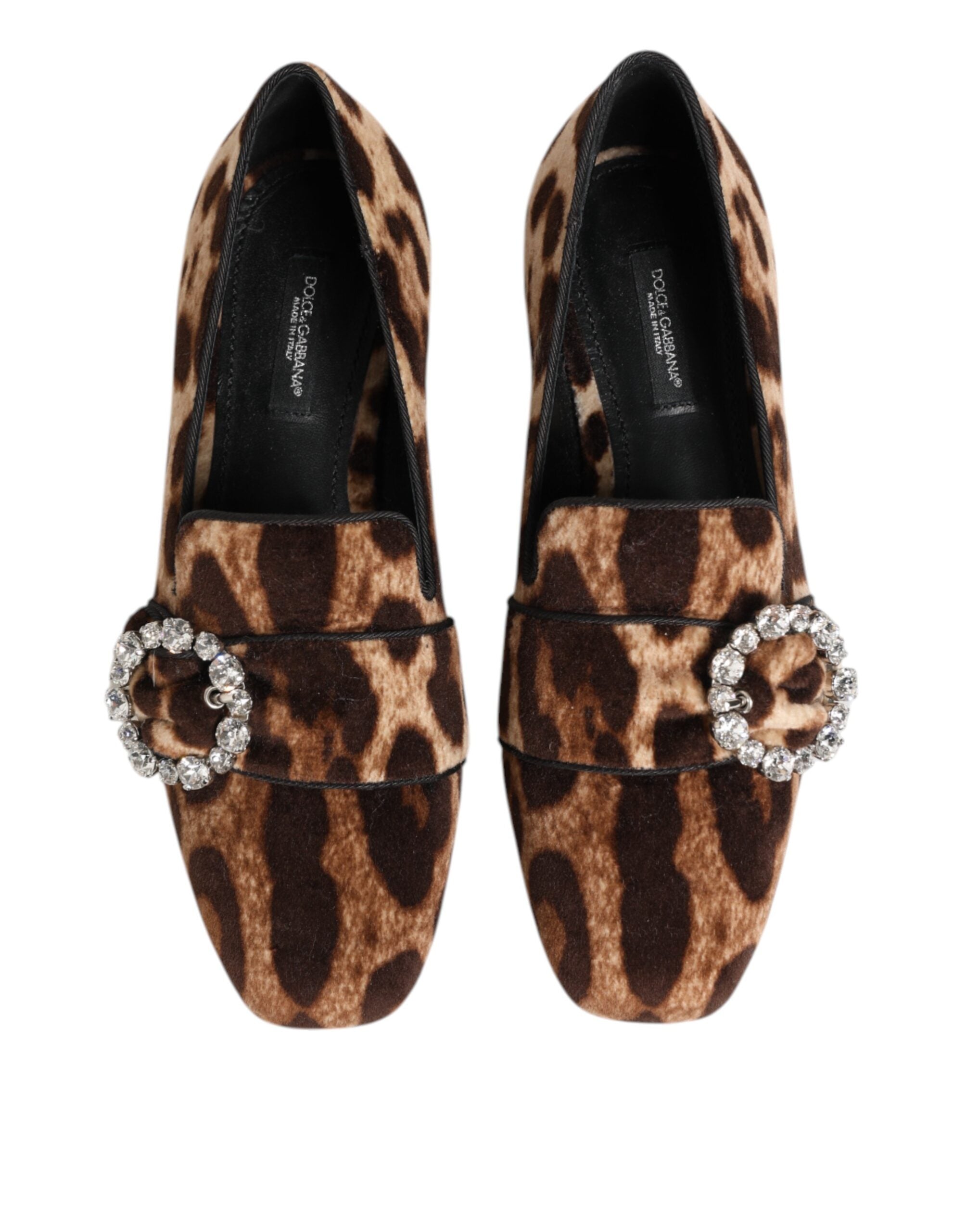 Dolce & Gabbana Brown Leopard Print Crystals Loafers Flats Shoes Glam Steals