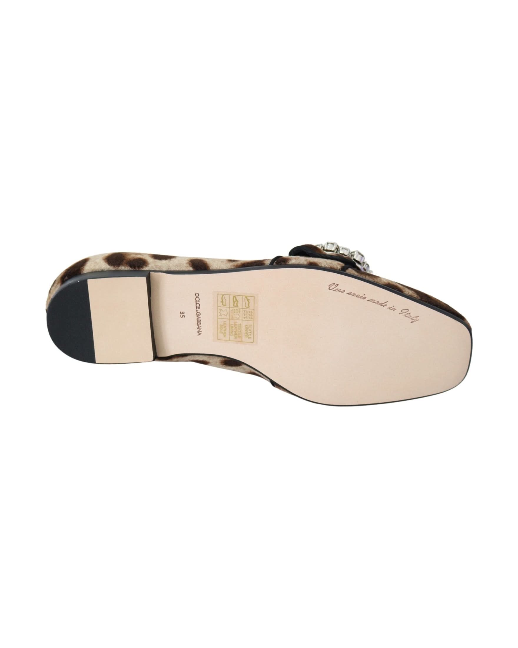 Dolce & Gabbana Brown Leopard Print Crystals Loafers Flats Shoes Flats