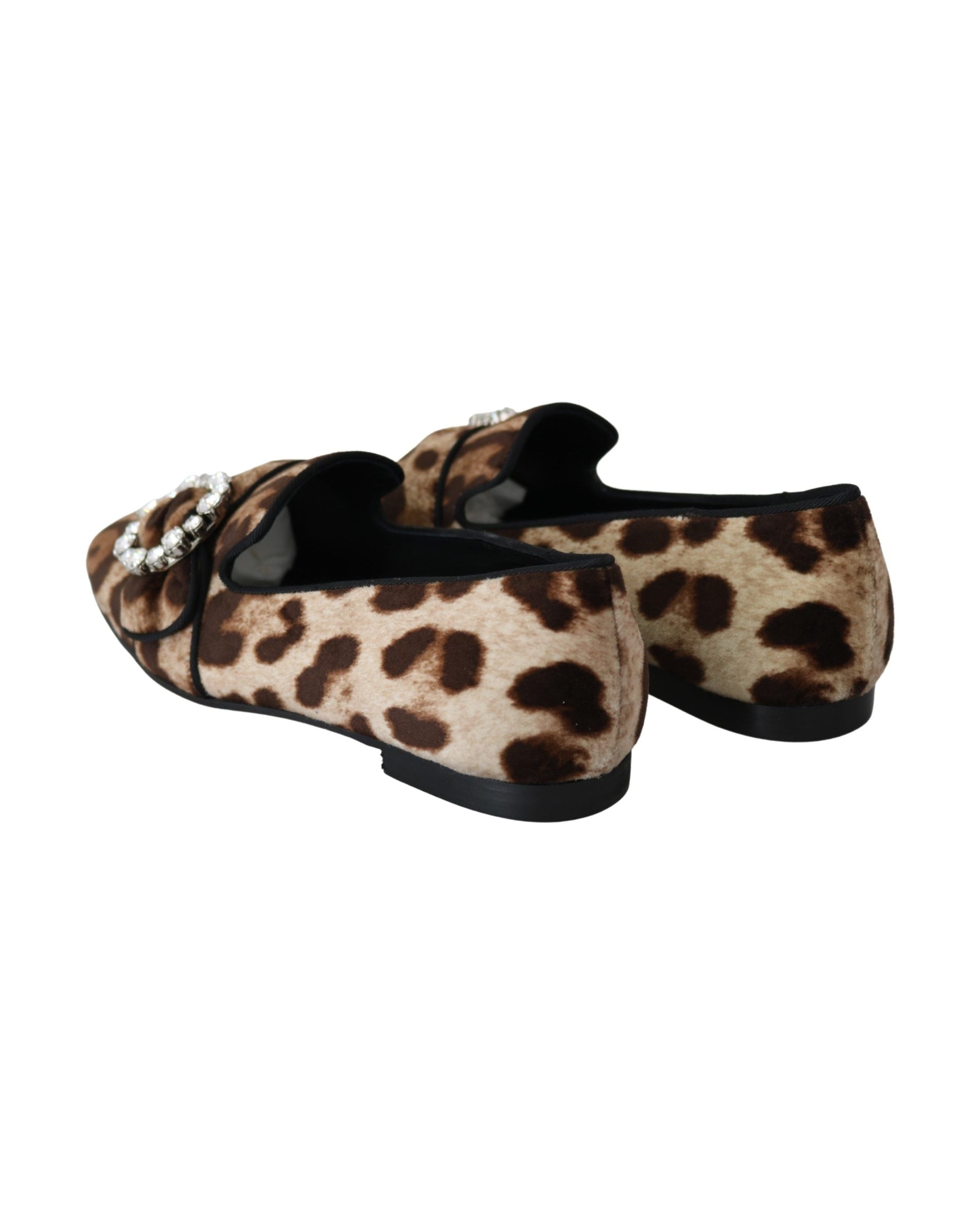 Dolce & Gabbana Brown Leopard Print Crystals Loafers Flats Shoes Glam Steals
