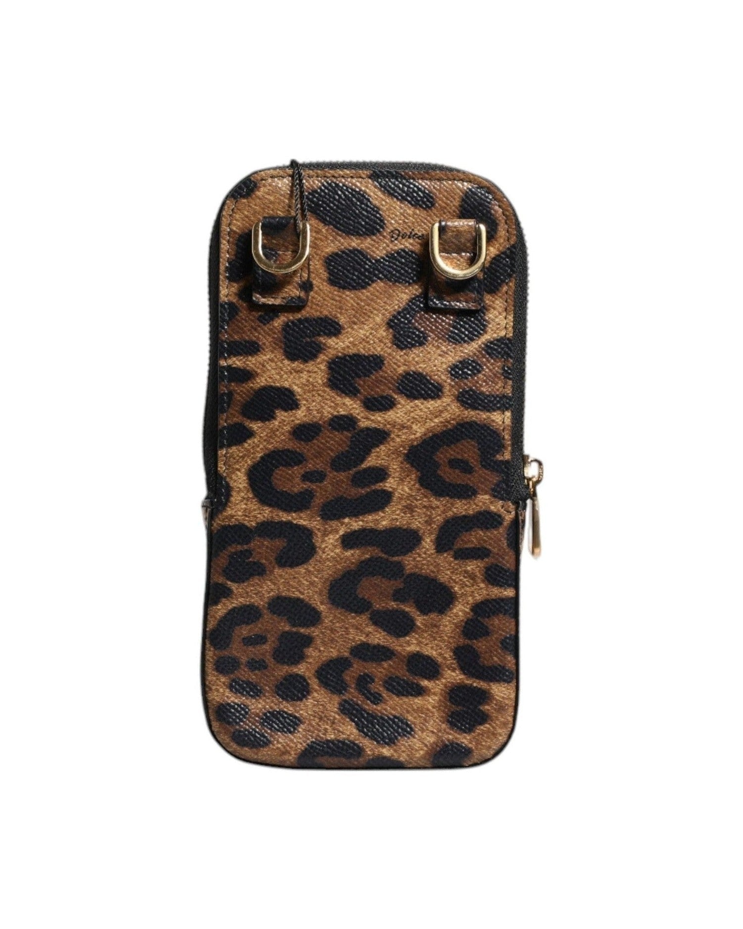 Dolce & Gabbana Leopard Print Dauphine Leather Zip Around Brown Wallet Glam Steals
