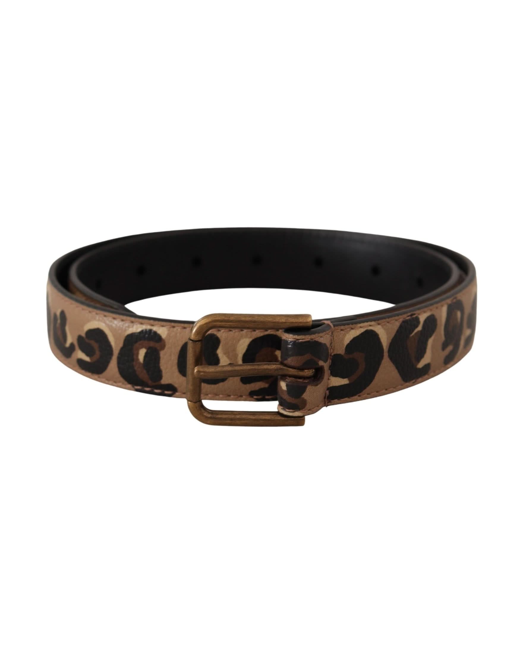 Dolce & Gabbana Brown Leopard Print Vintage Metal Waist Buckle Belt Belts