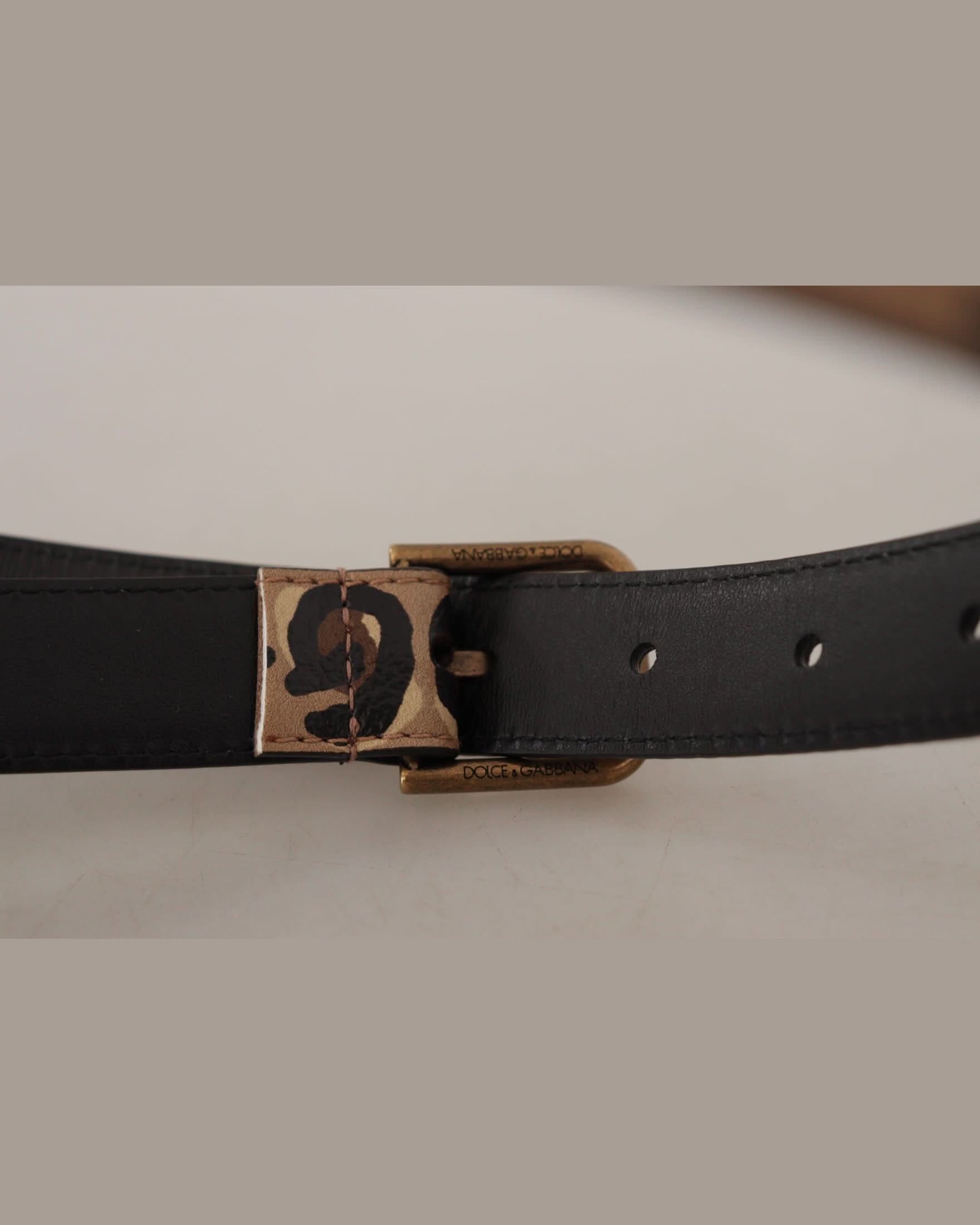 Dolce & Gabbana Brown Leopard Print Vintage Metal Waist Buckle Belt Belts