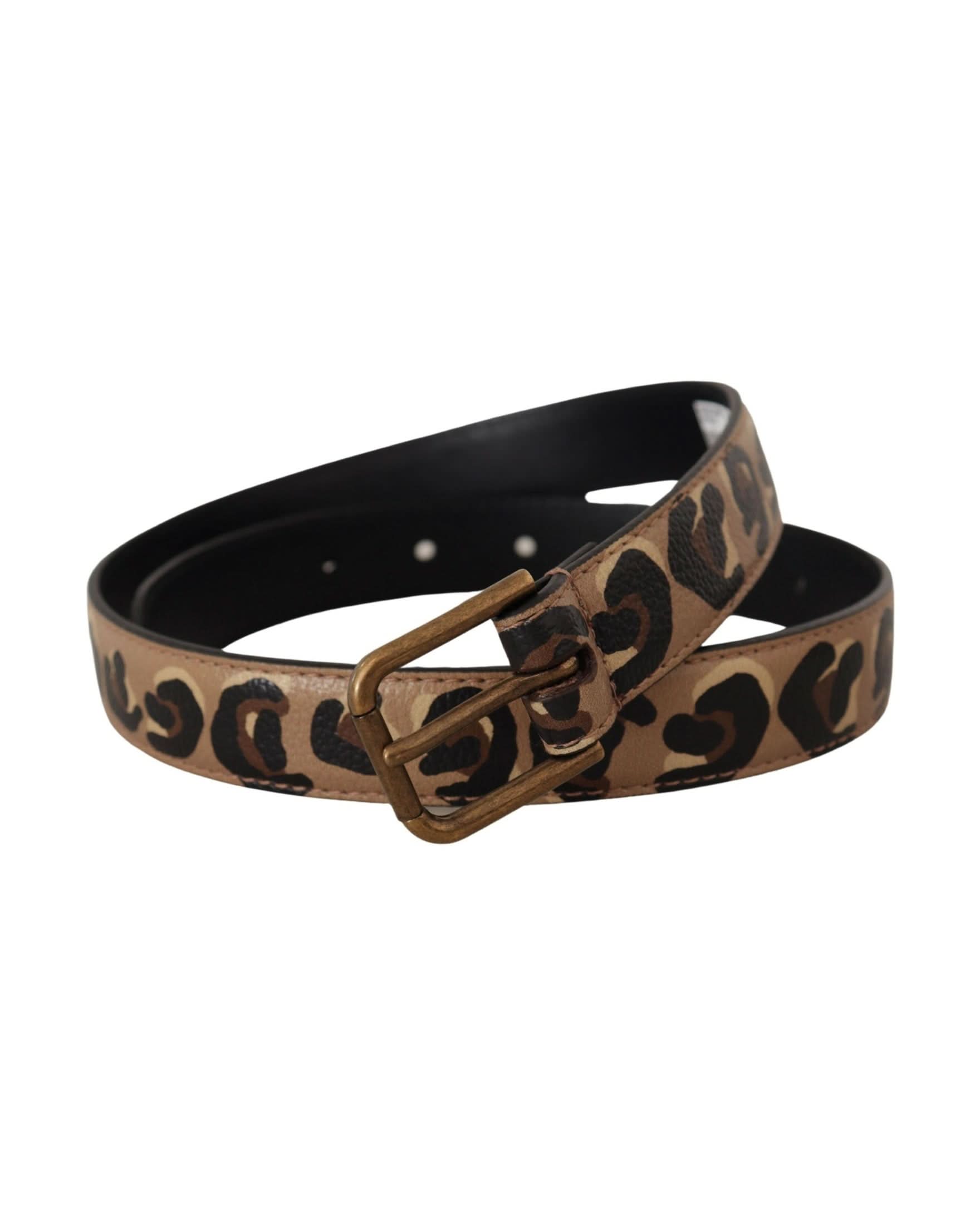 Dolce & Gabbana Brown Leopard Print Vintage Metal Waist Buckle Belt Belts