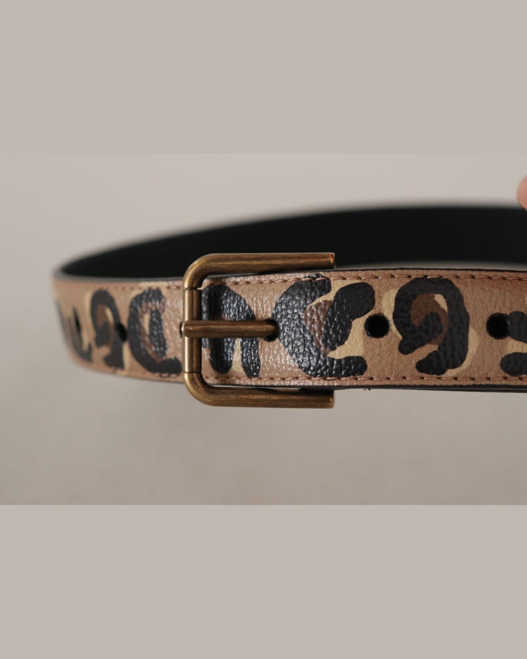 Dolce & Gabbana Brown Leopard Print Vintage Metal Waist Buckle Belt Belts