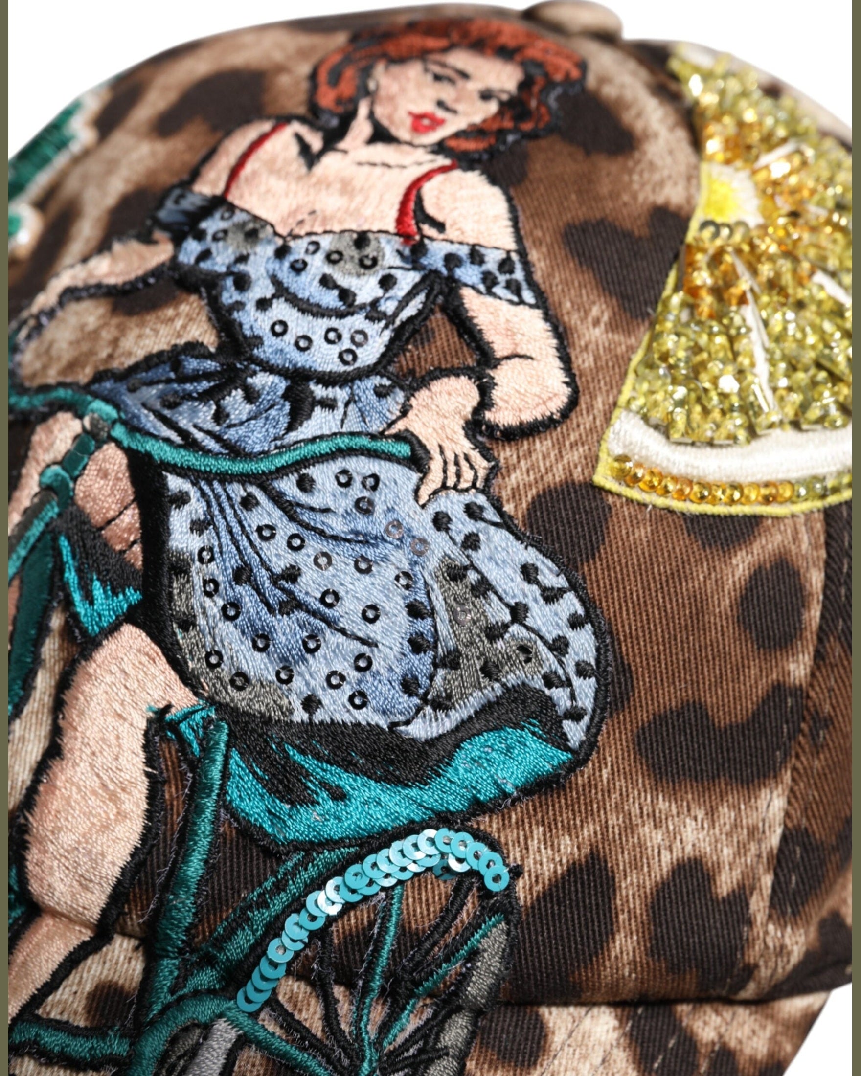 Dolce & Gabbana Brown Leopard Sequin Sicily Baseball Cap Glam Steals