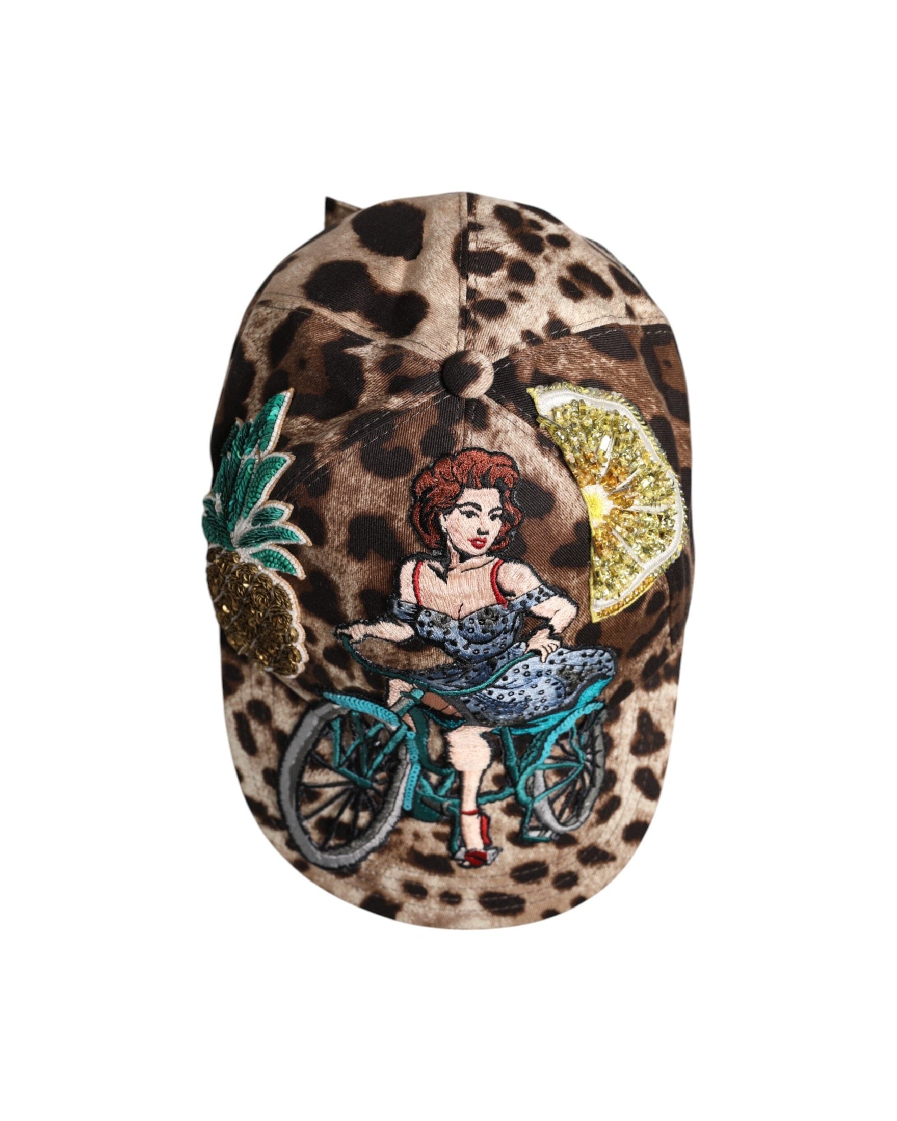 Dolce & Gabbana Brown Leopard Sequin Sicily Baseball Cap Glam Steals