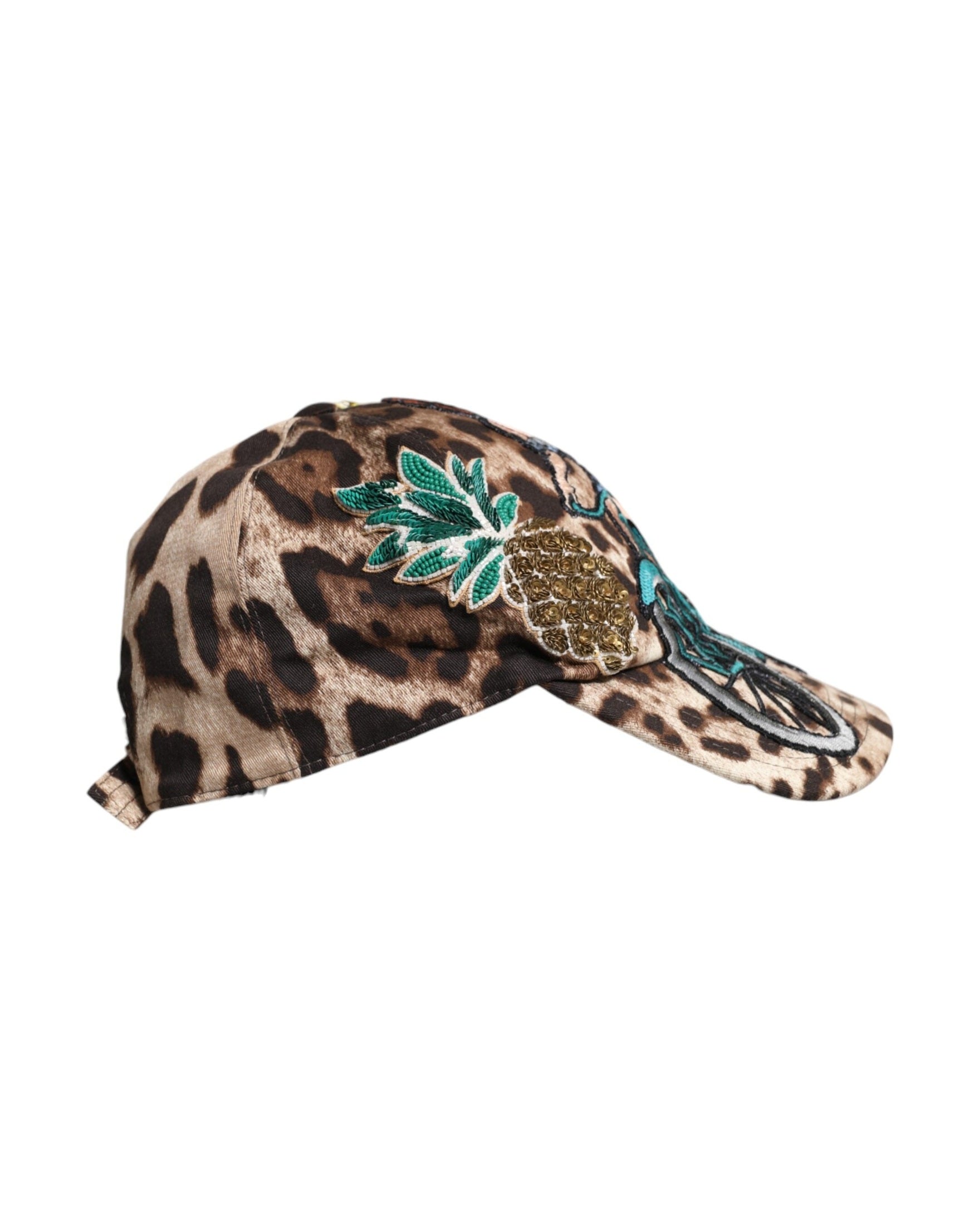 Dolce & Gabbana Brown Leopard Sequin Sicily Baseball Cap Glam Steals