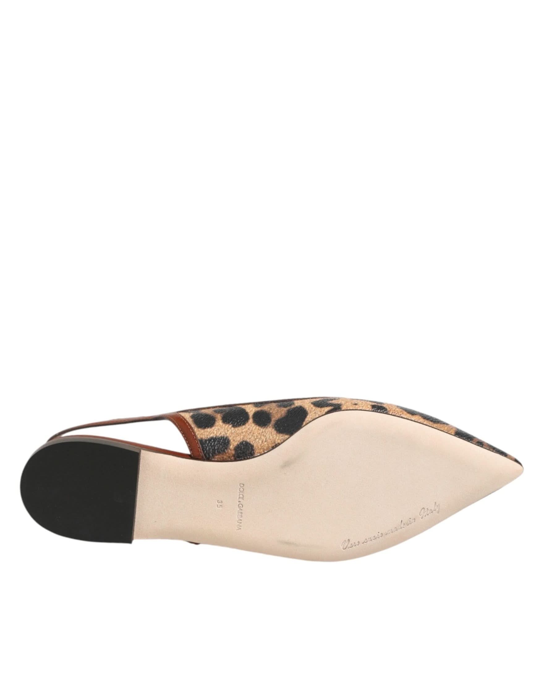 Dolce & Gabbana Brown Leopard Slingback Flats Sandals Shoes Flats