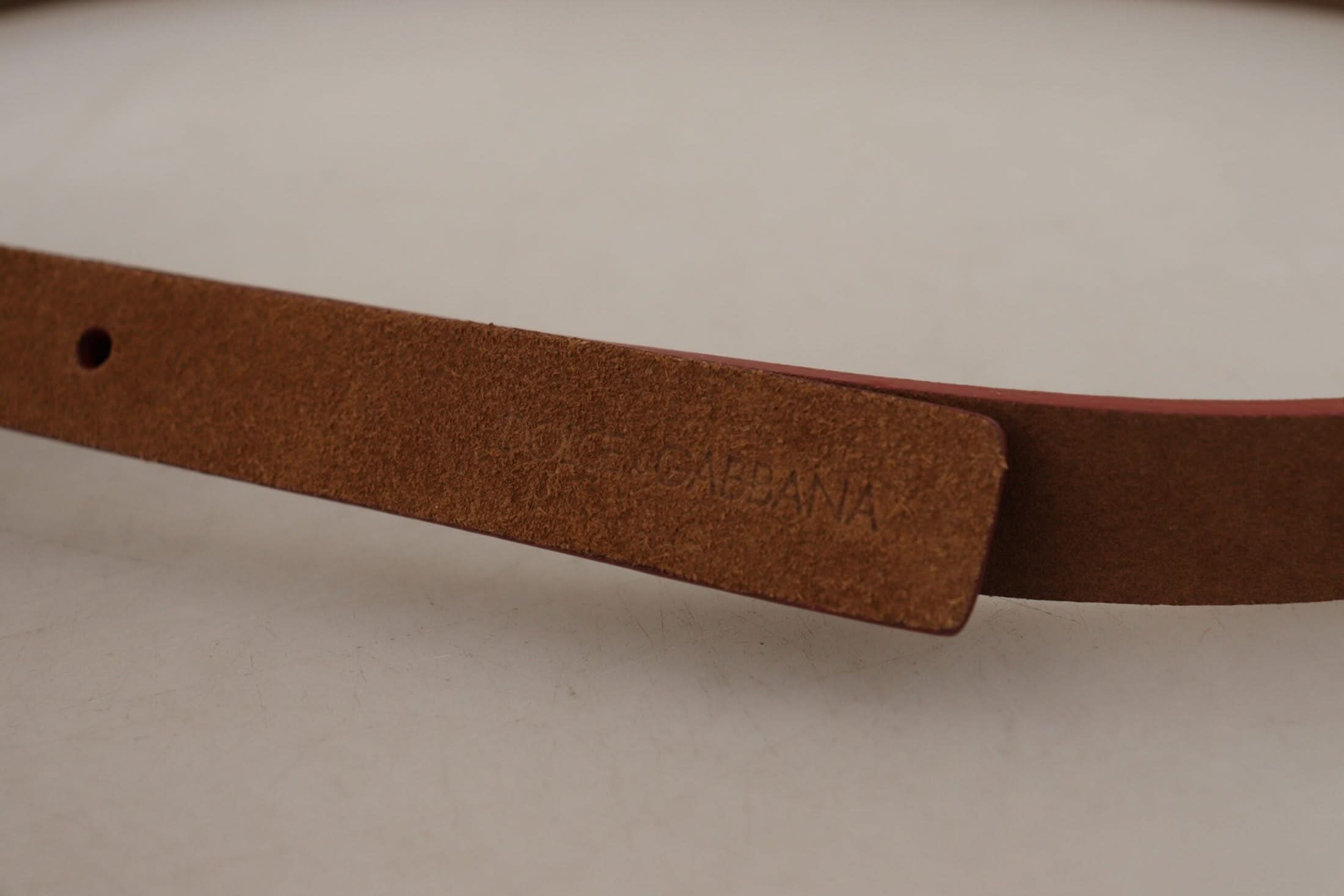 Dolce & Gabbana Brown Logo Engraved Metal Waist Buckle Belt Belts