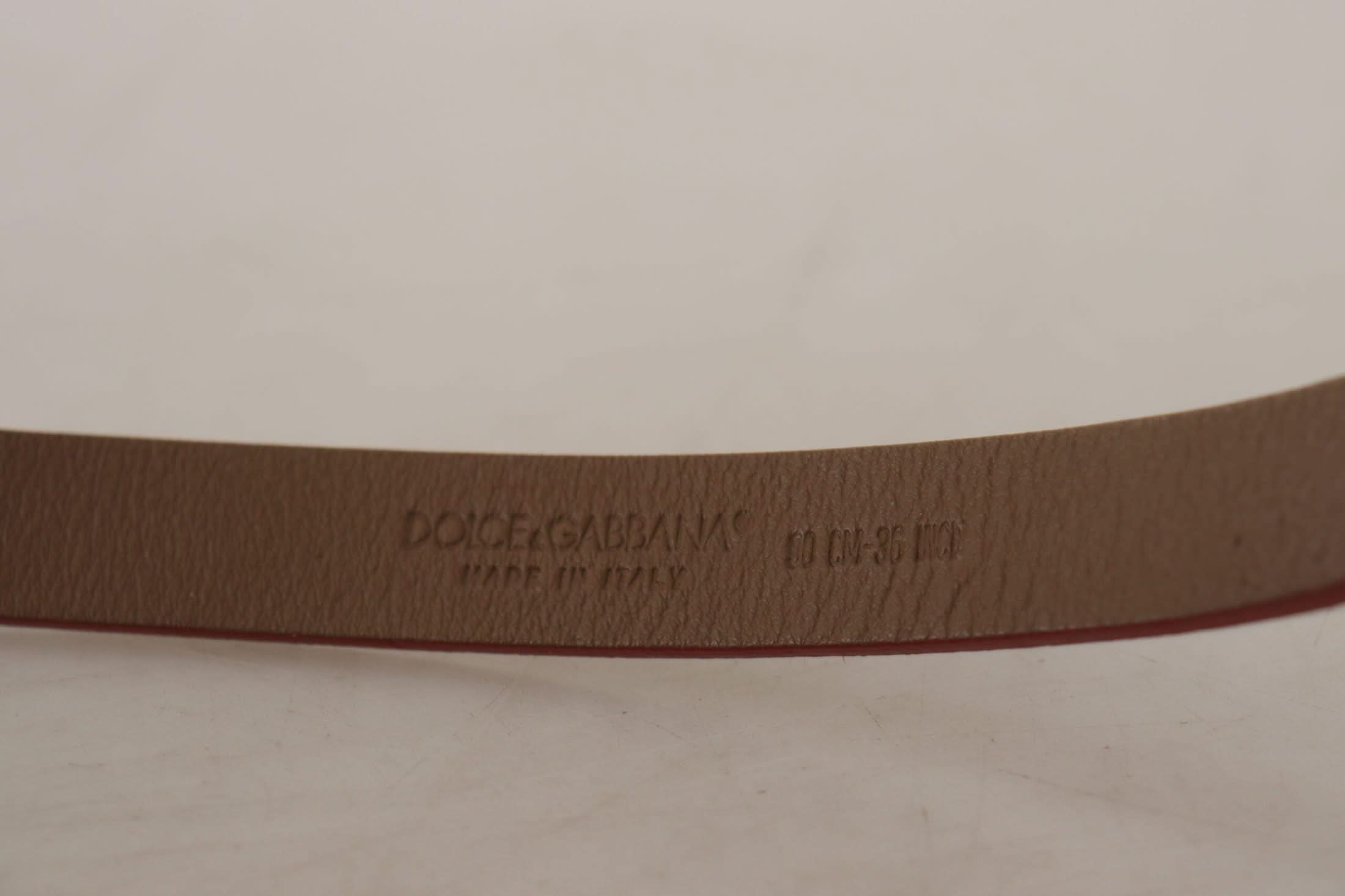 Dolce & Gabbana Brown Logo Engraved Metal Waist Buckle Belt Belts