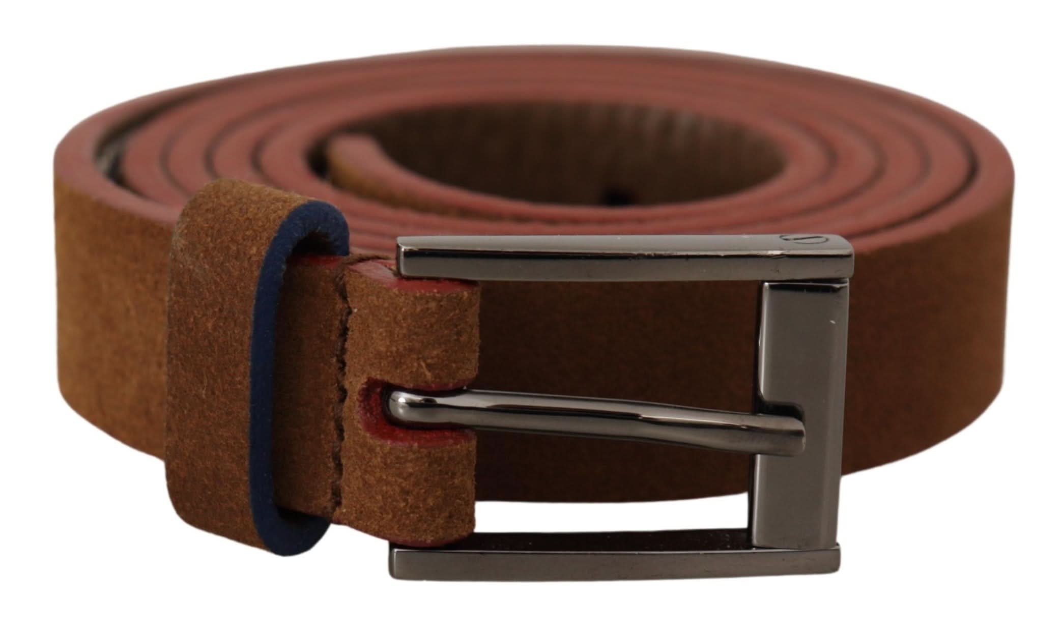 Dolce & Gabbana Brown Logo Engraved Metal Waist Buckle Belt Belts
