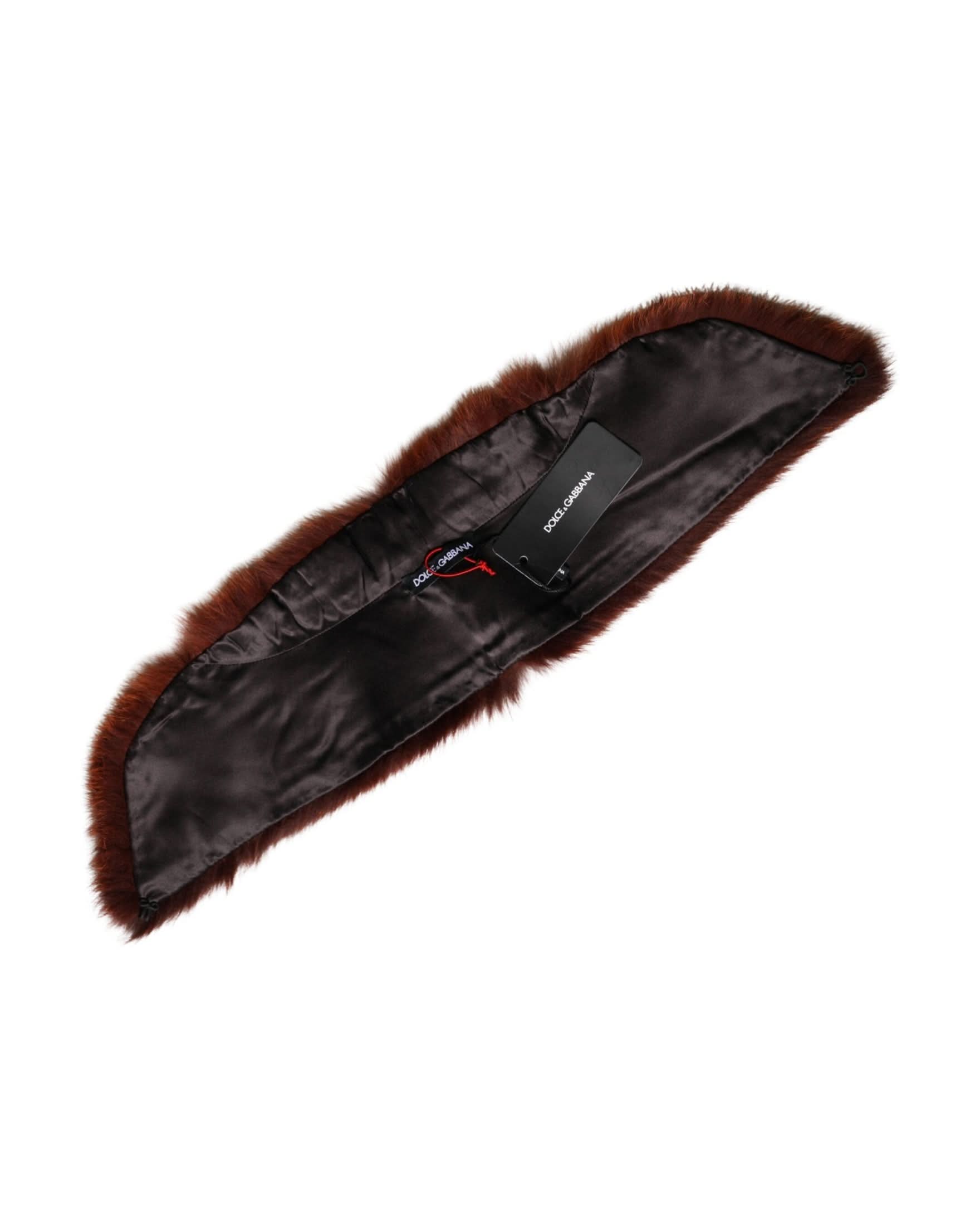 Dolce & Gabbana Brown Mink Fur Collar Neck Wrap Scarf
