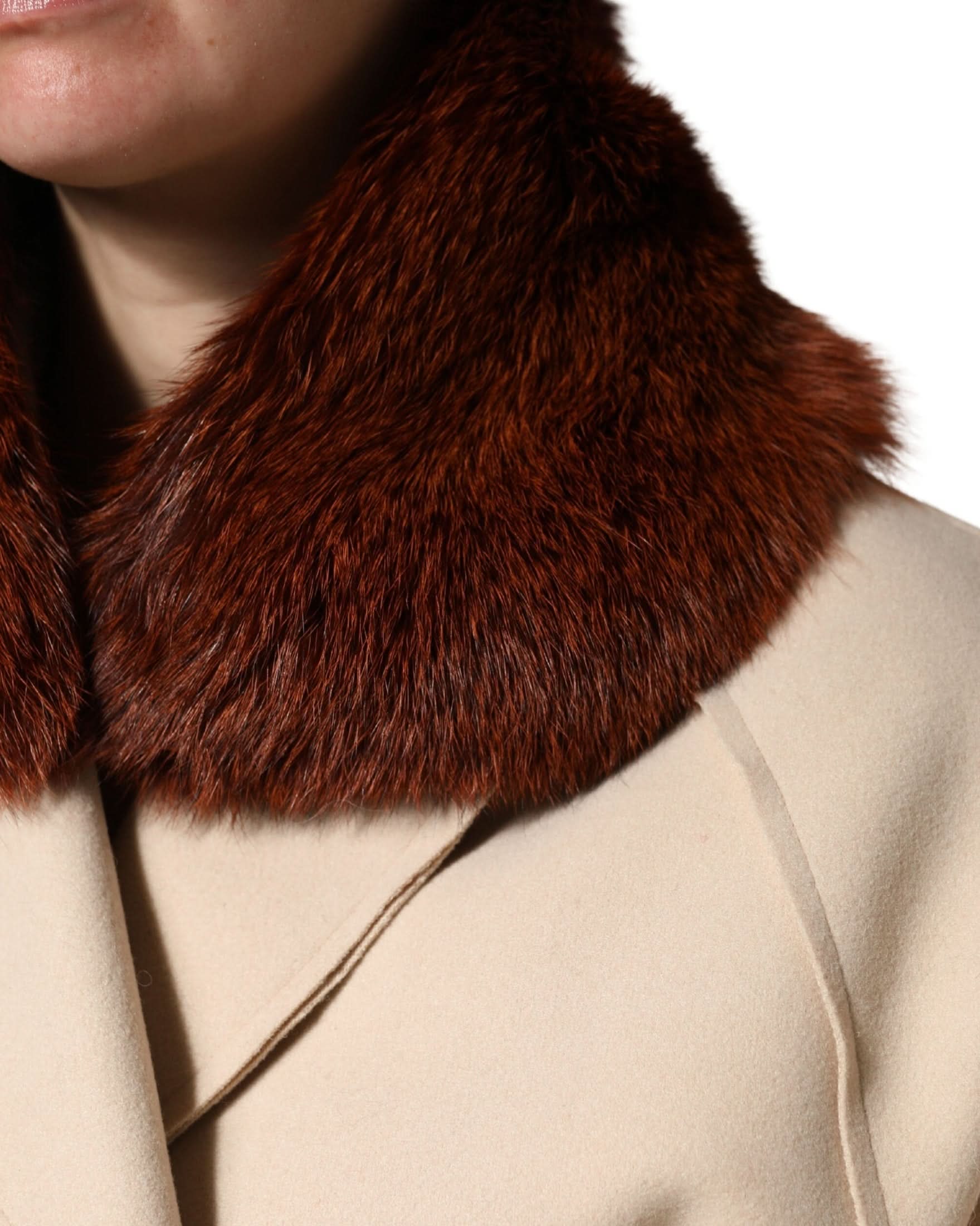 Dolce & Gabbana Brown Mink Fur Collar Neck Wrap Scarf
