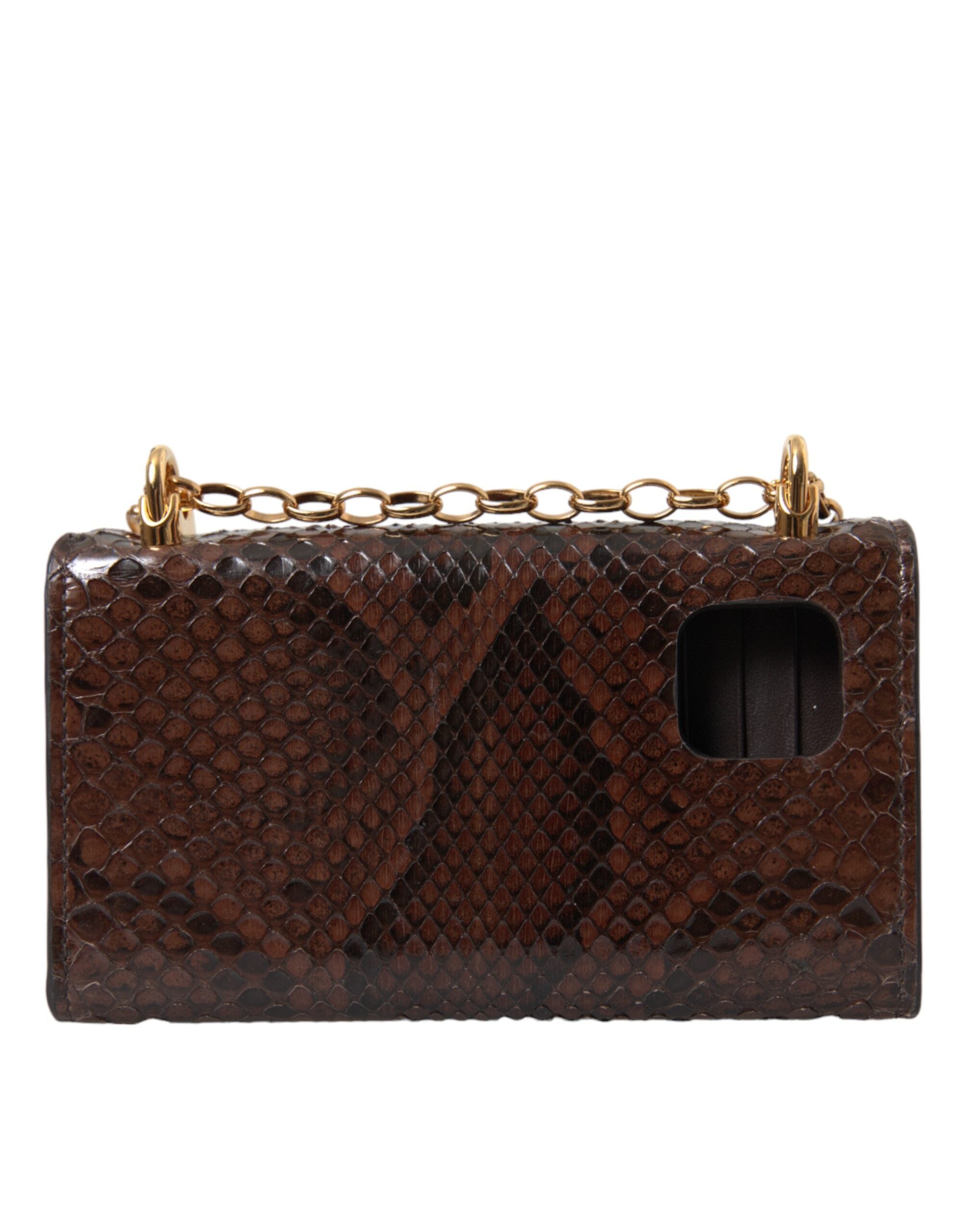 Dolce & Gabbana Python Leather Dg Girls Crossbody Phone Brown Bag Glam Steals