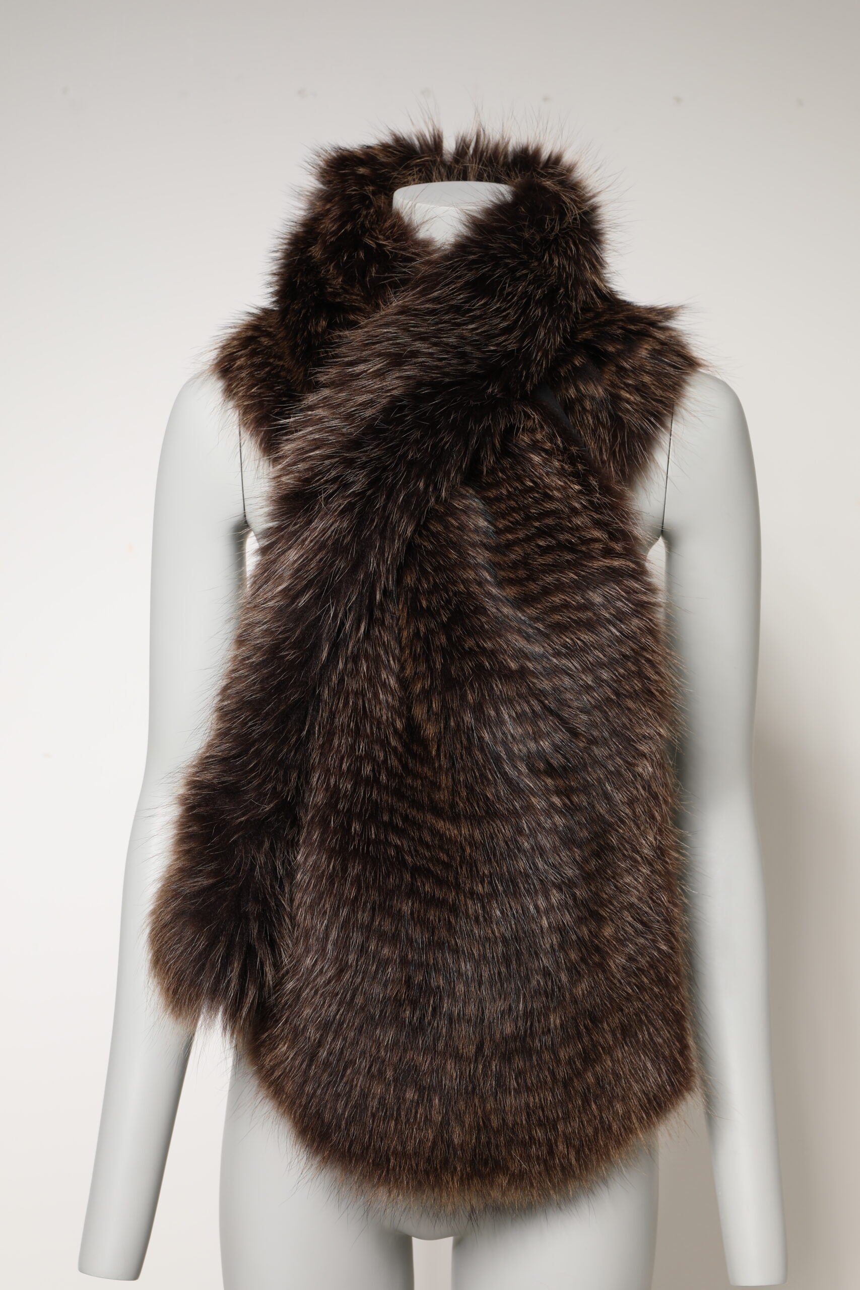 Dolce & Gabbana Brown Raccoon Fur Neck Warmer Winter Scarf Glam Steals