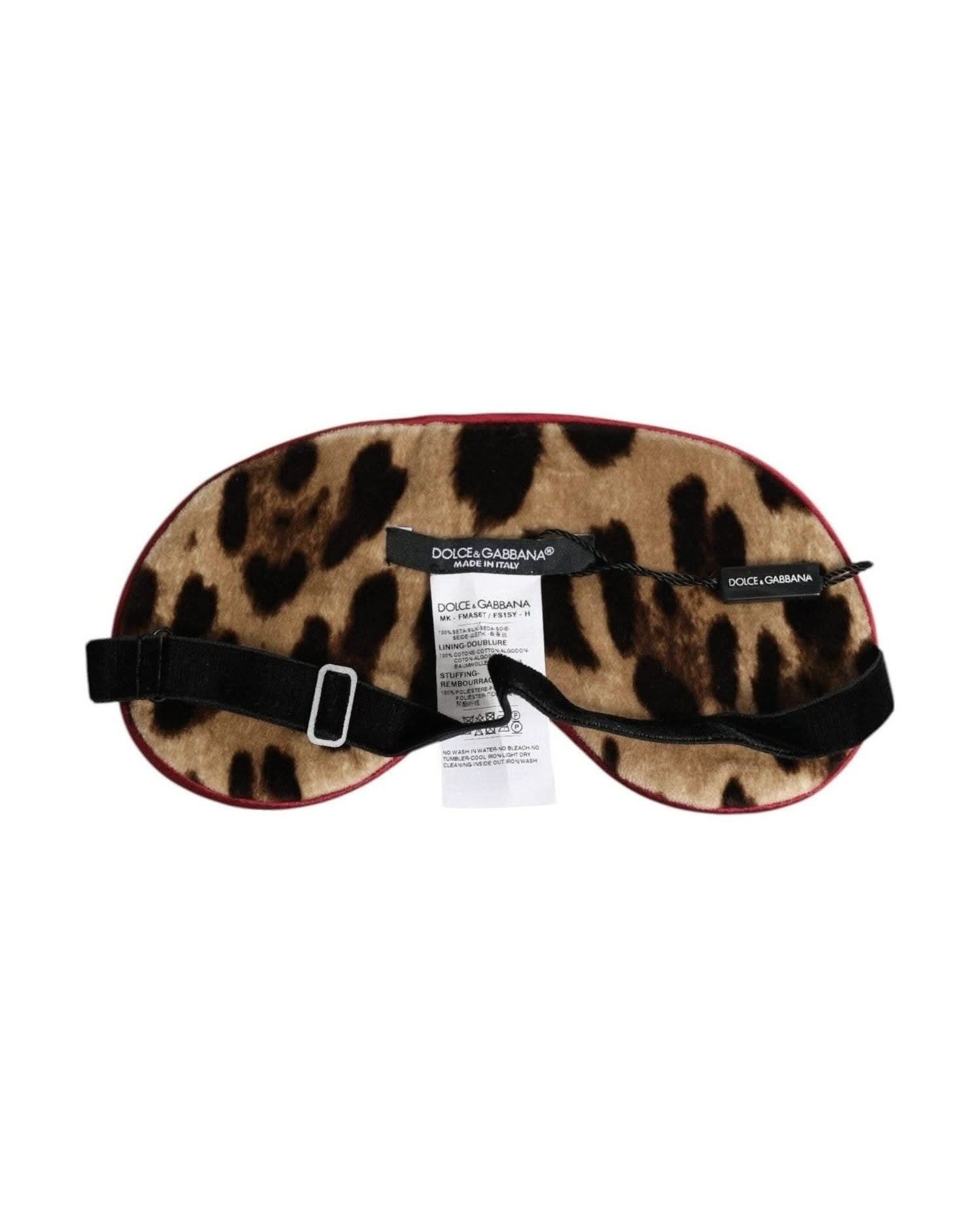 Dolce & Gabbana Brown Silk Leopard Print Women Accessory Sleep Eye Mask Eye Masks
