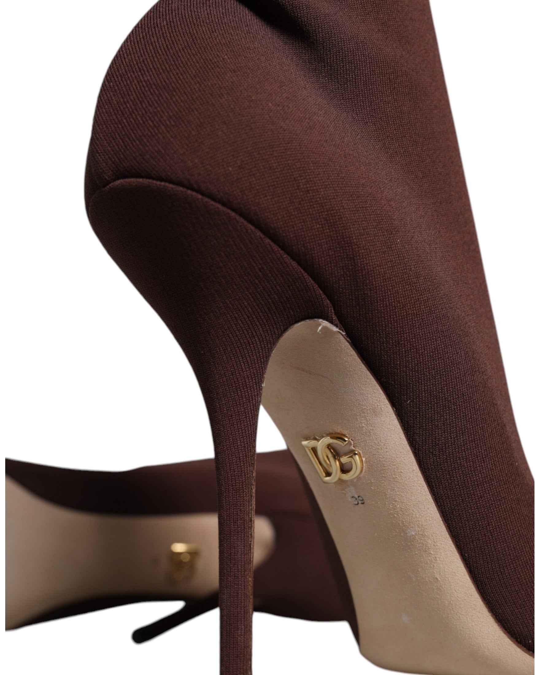 Dolce & Gabbana Brown Stiletto Heels Socks Ankle Boots Shoes Glam Steals