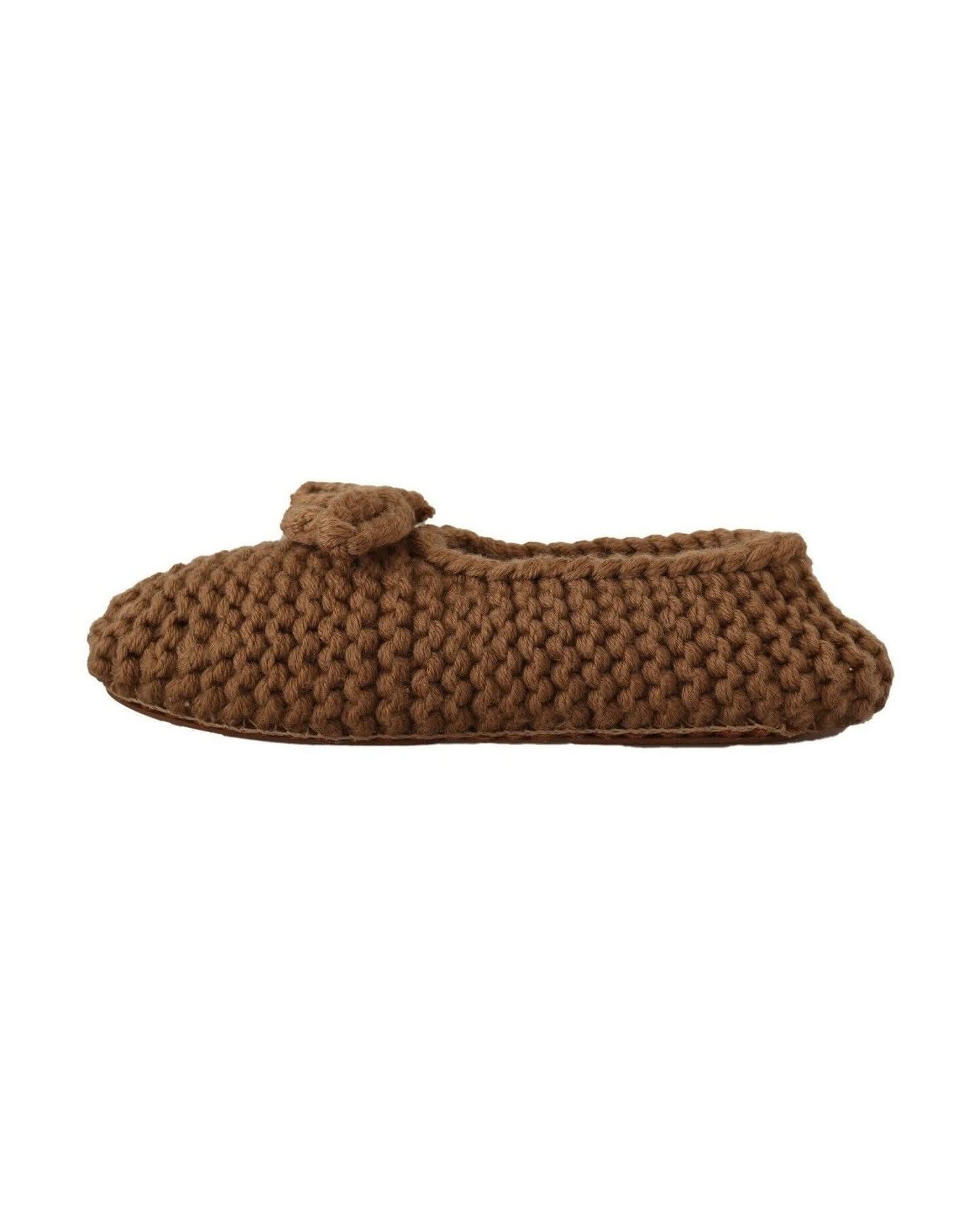 Dolce & Gabbana Brown Wool Elegant Knit Ballerina Flats Flats