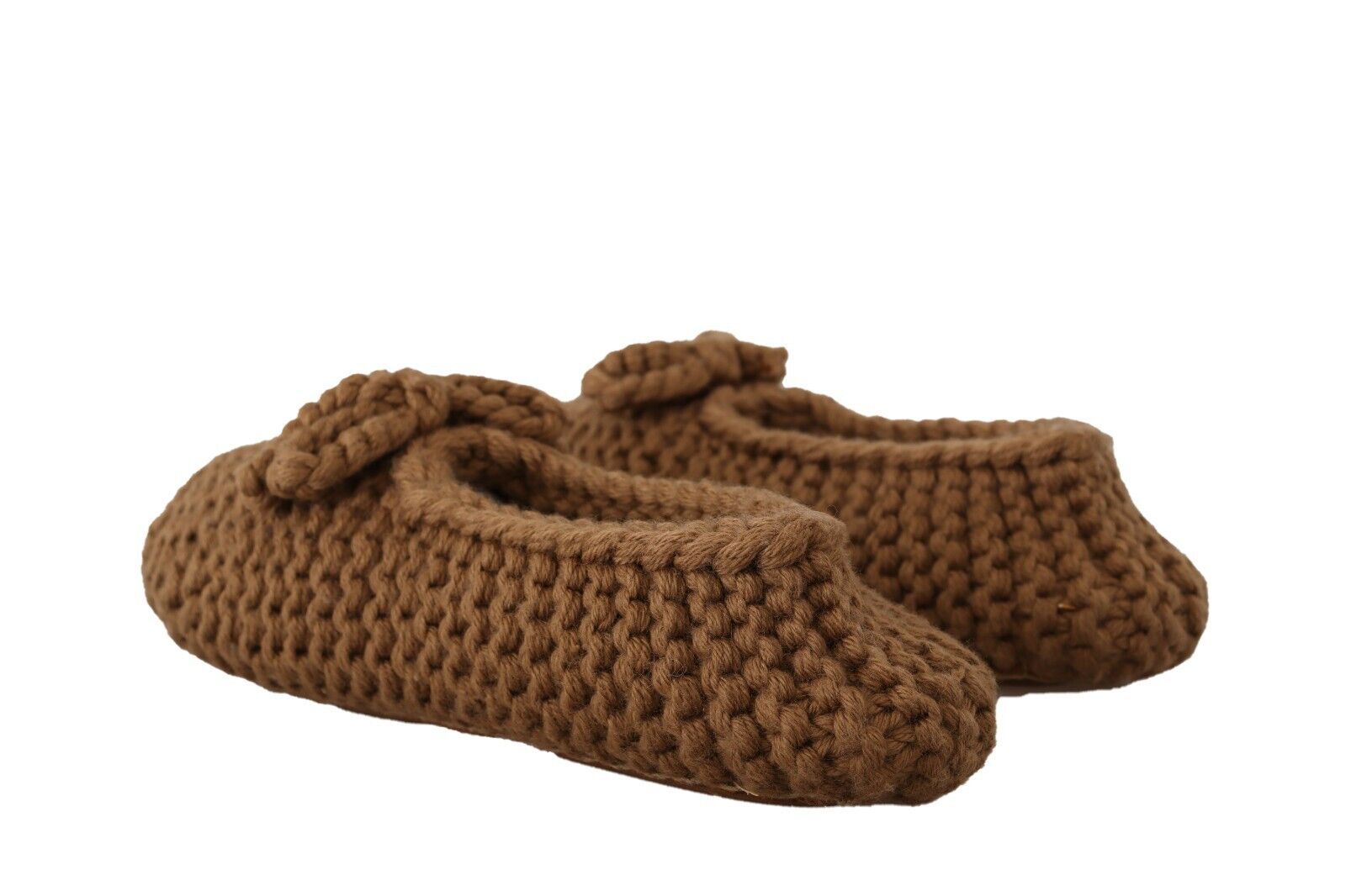 Dolce & Gabbana Brown Wool Elegant Knit Ballerina Flats Glam Steals