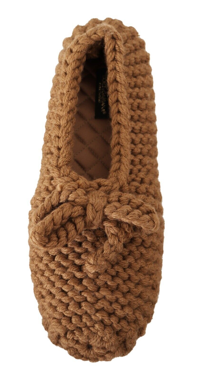 Dolce & Gabbana Brown Wool Elegant Knit Ballerina Flats Glam Steals