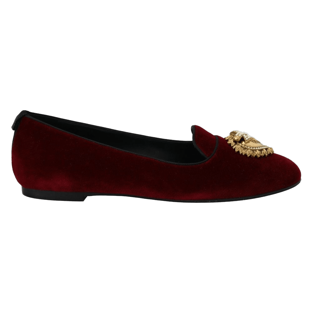 Dolce & Gabbana Burgundy Cotton Flat Glam Steals