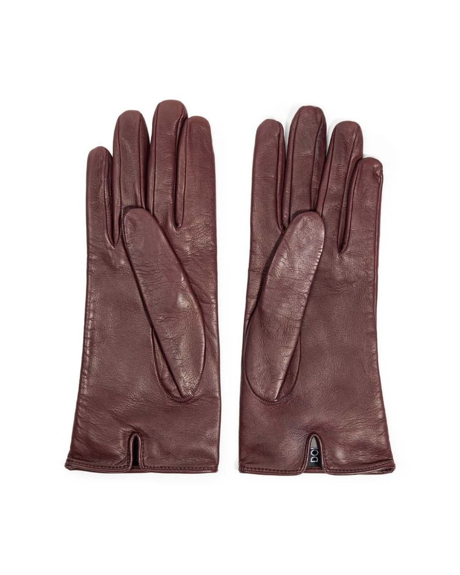 Dolce & Gabbana Burgundy Leather Glove Gloves & Mittens