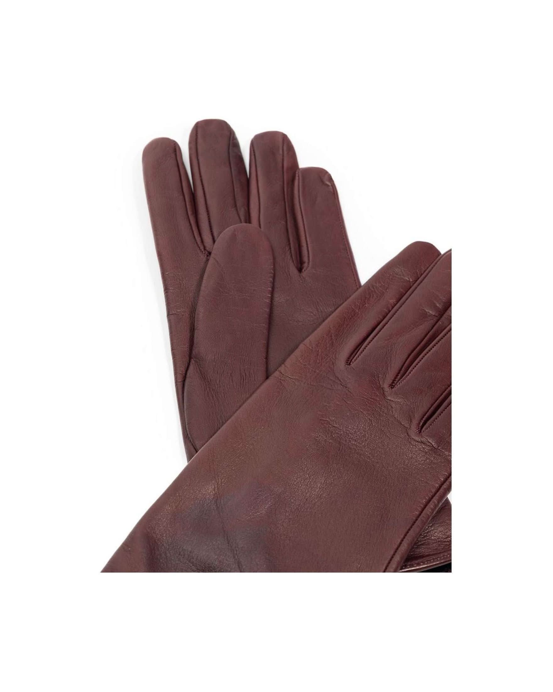 Dolce & Gabbana Burgundy Leather Glove Gloves & Mittens