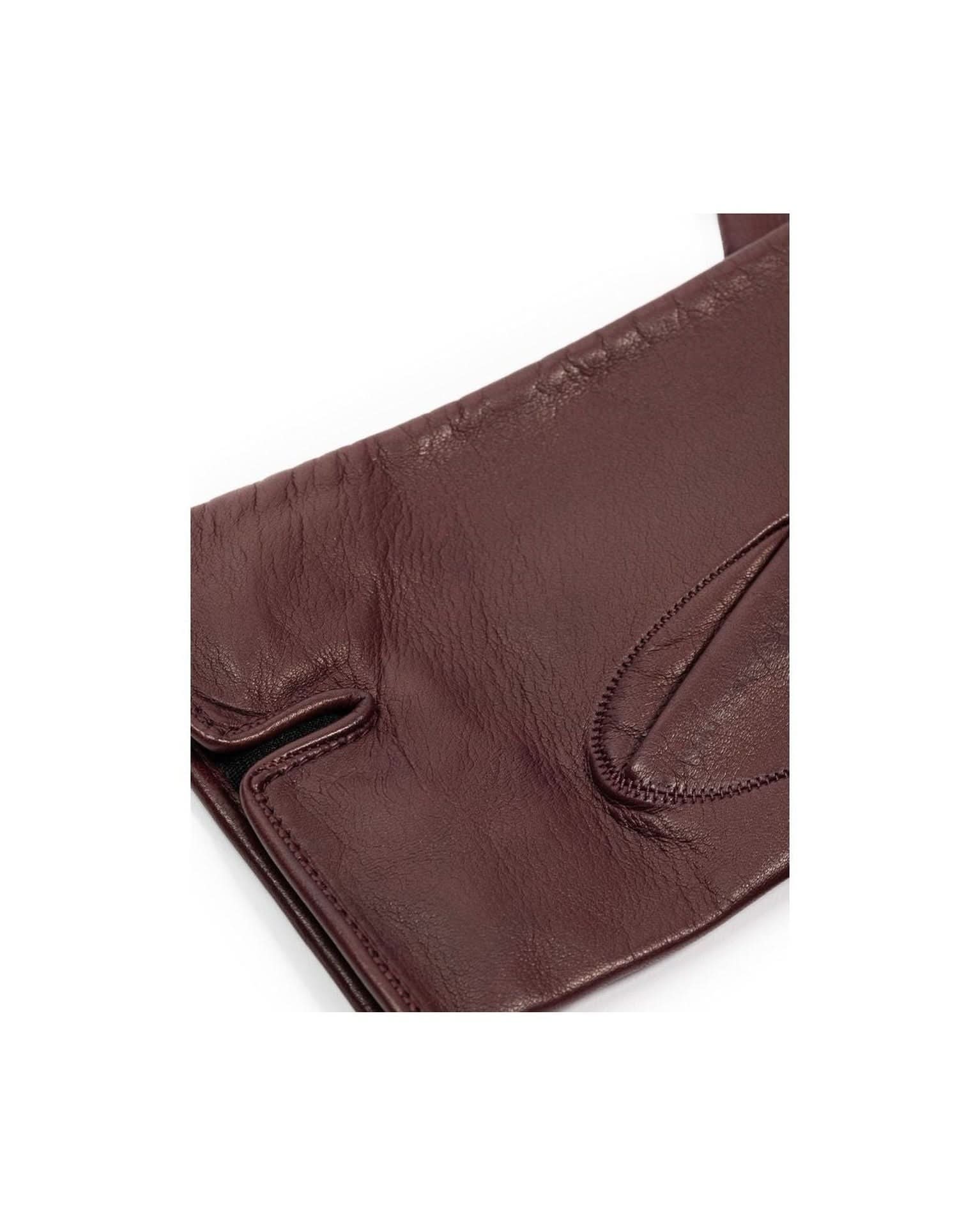 Dolce & Gabbana Burgundy Leather Glove Gloves & Mittens