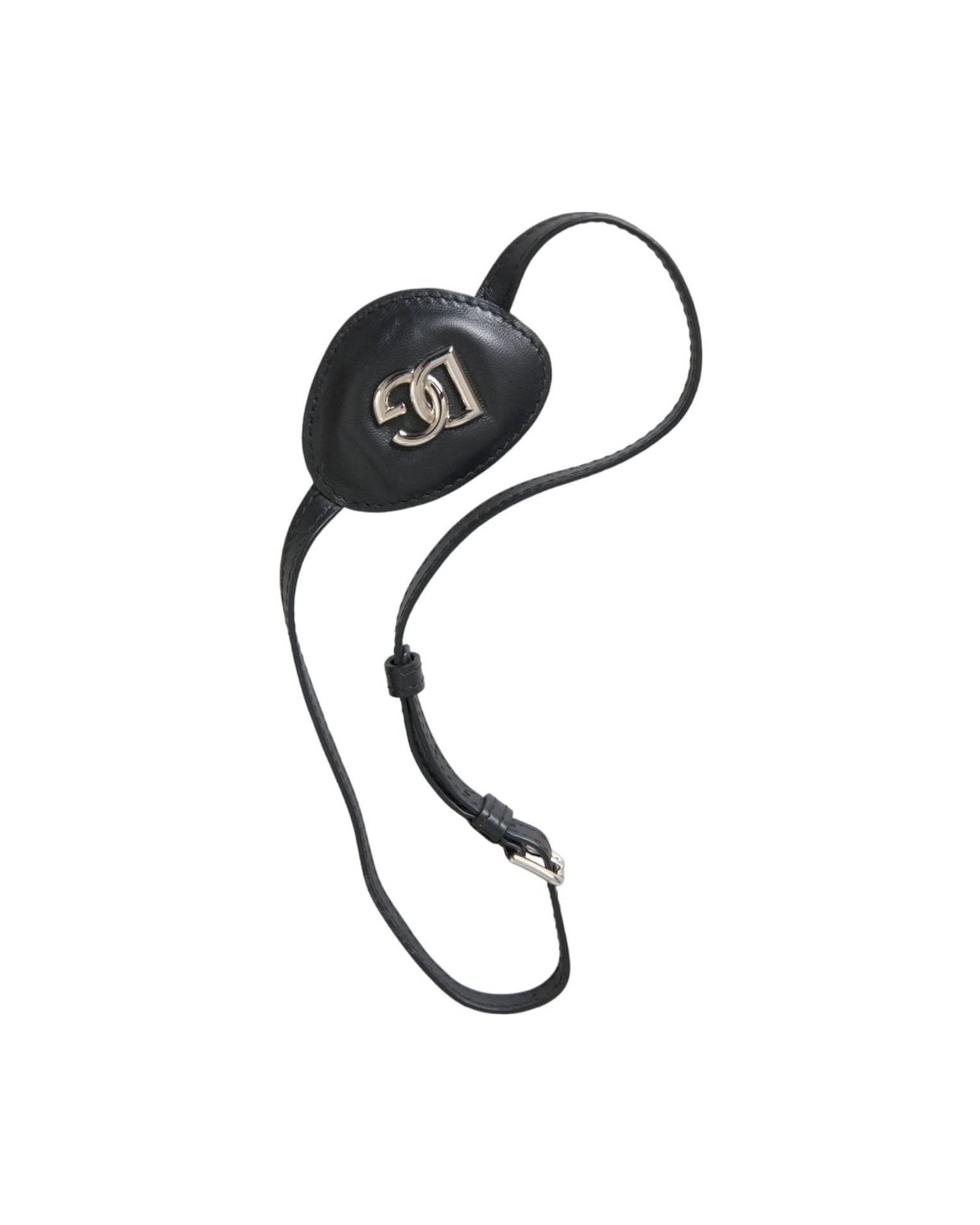 Dolce & Gabbana Black Calfskin Leather Metal Dg Logo Eye Patch Fashion Face Masks
