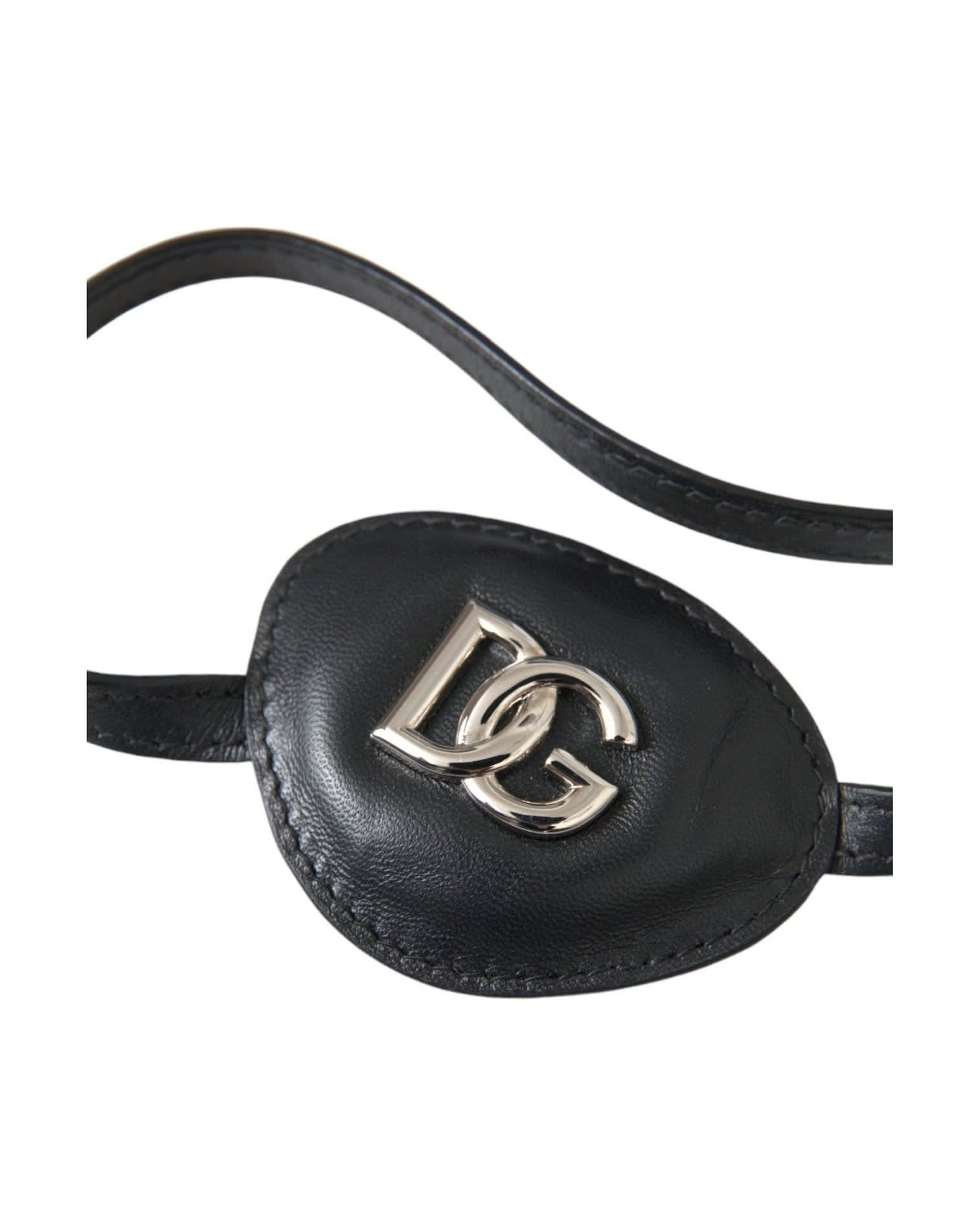 Dolce & Gabbana Black Calfskin Leather Metal Dg Logo Eye Patch Fashion Face Masks