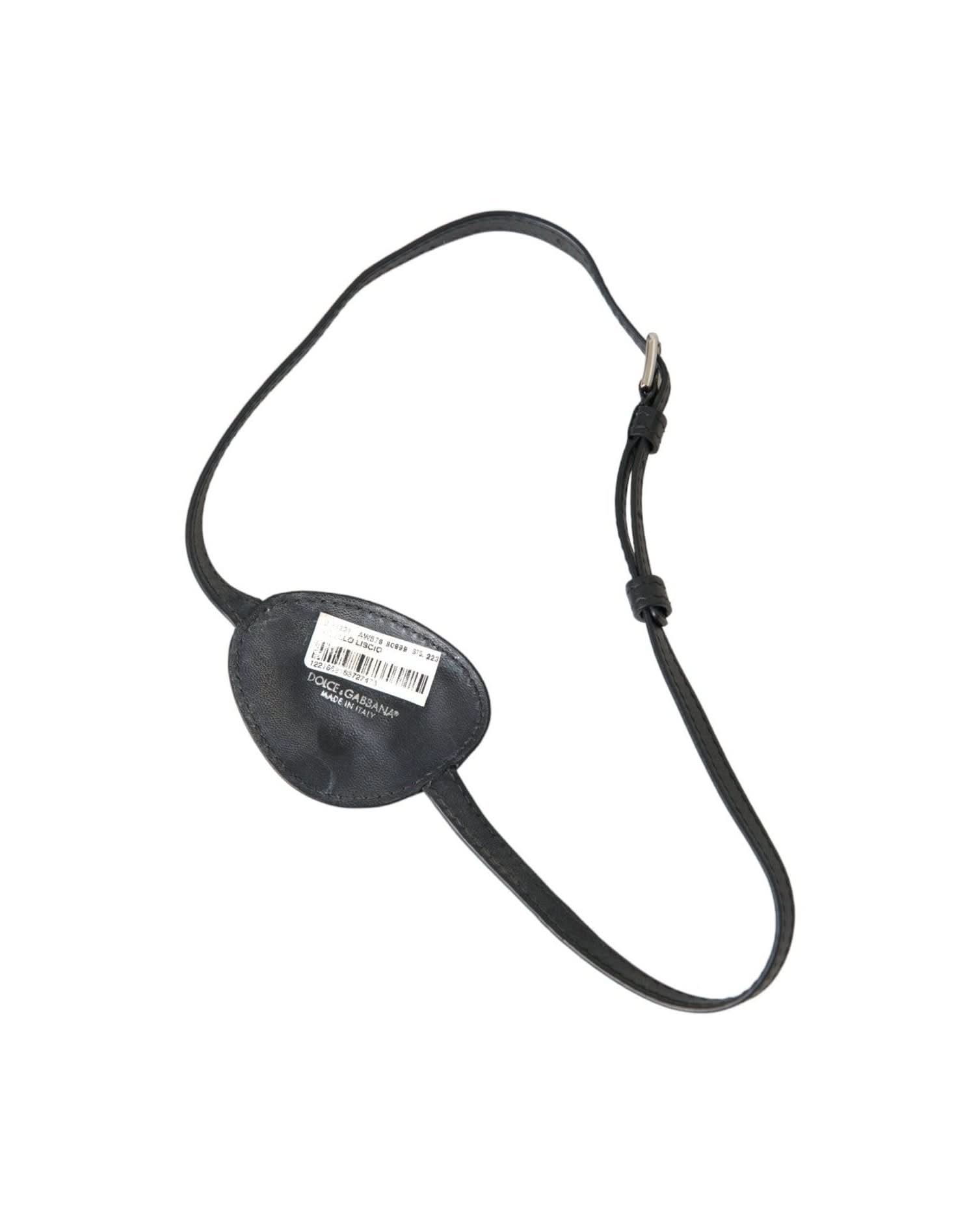 Dolce & Gabbana Black Calfskin Leather Metal Dg Logo Eye Patch Fashion Face Masks