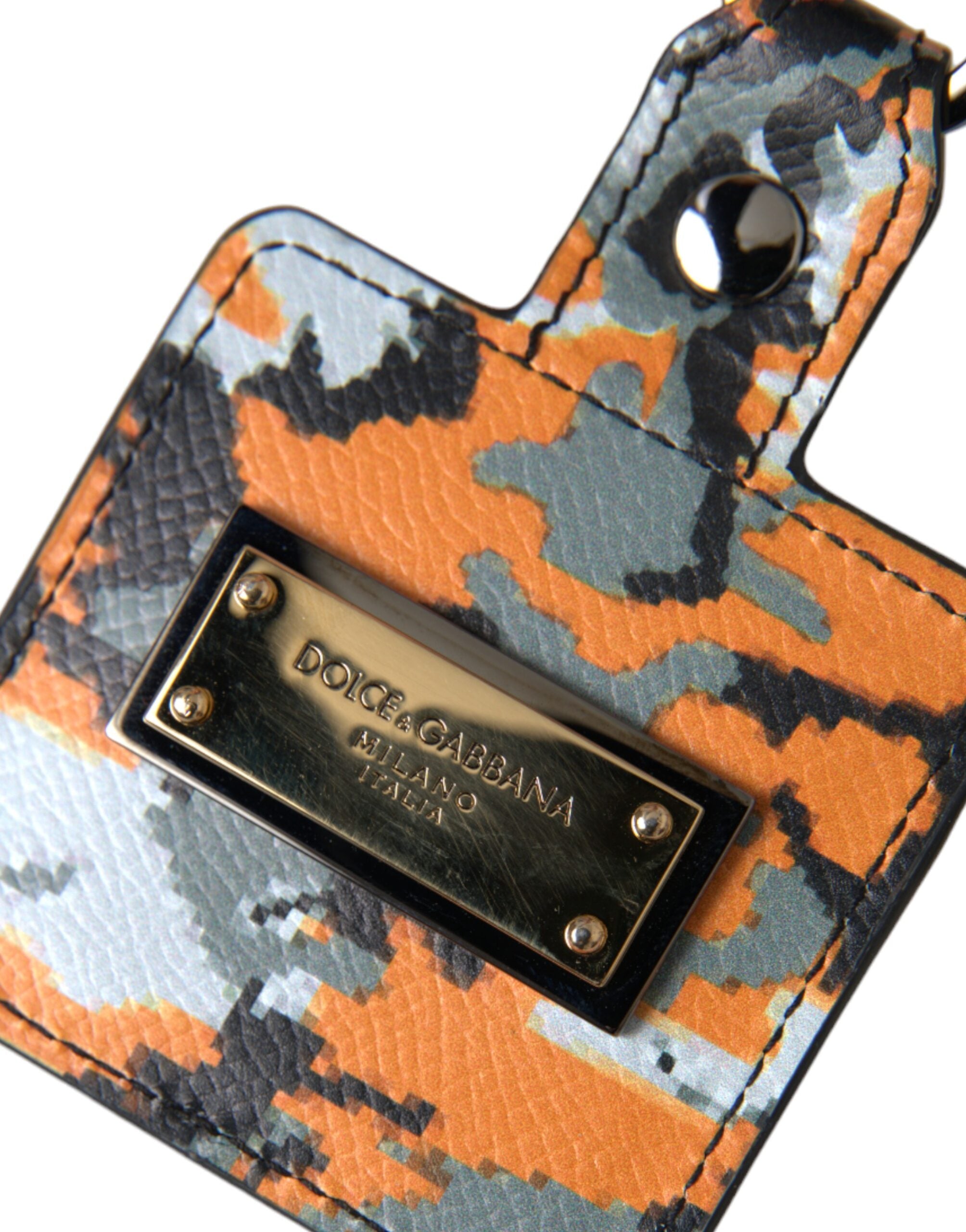 Dolce & Gabbana Camouflage Print Leather Logo Metal Airpods Multicolor Case Glam Steals