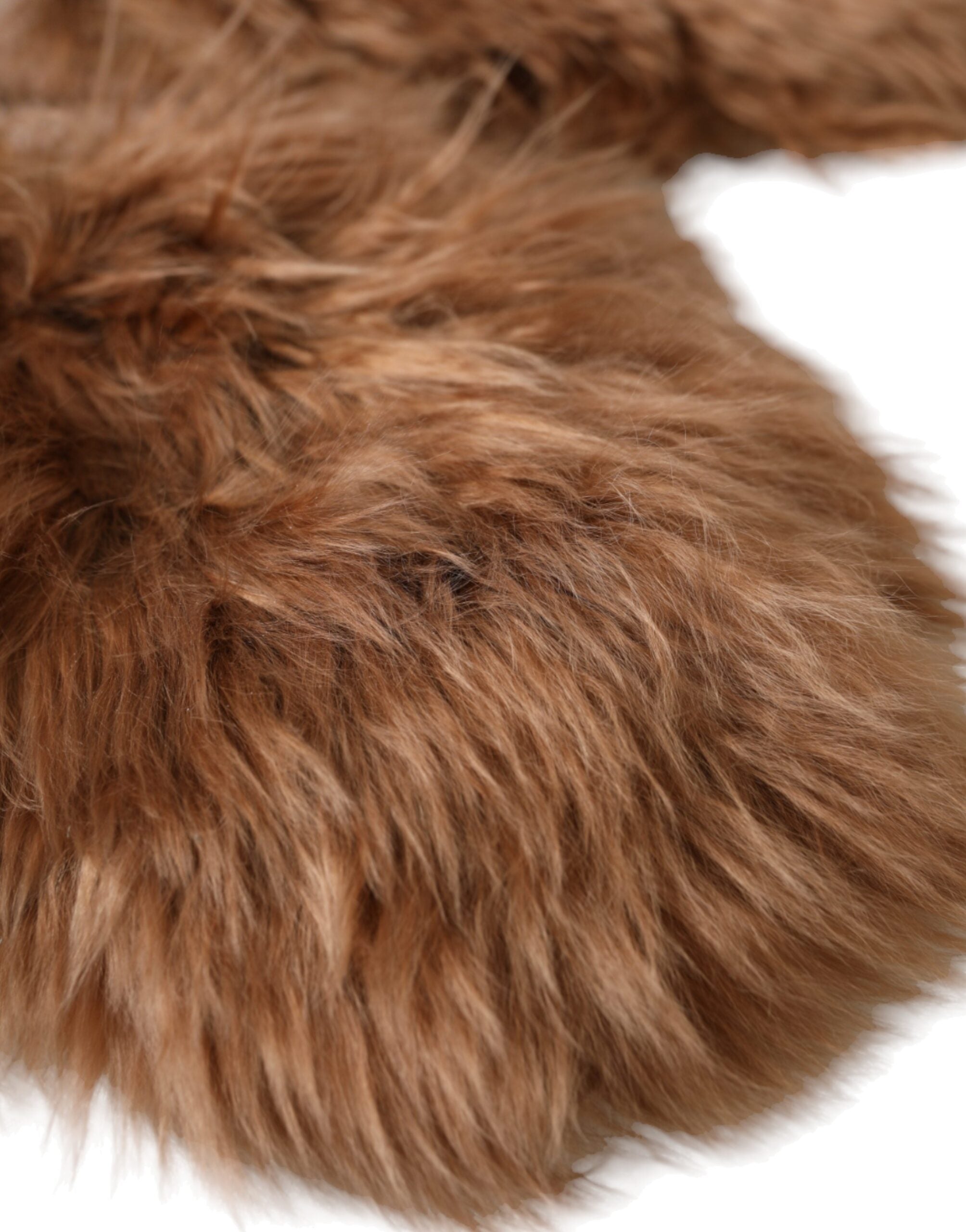 Dolce & Gabbana Cashmere Knitted Fur Mid Arm Mitten Brown Gloves Glam Steals