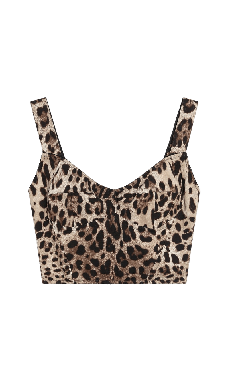 Dolce & Gabbana Charmeuse Bustier with Leopard Print Glam Steals