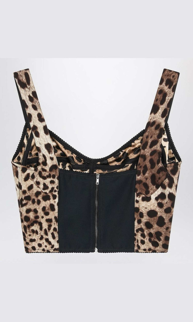 Dolce & Gabbana Charmeuse Bustier with Leopard Print Glam Steals