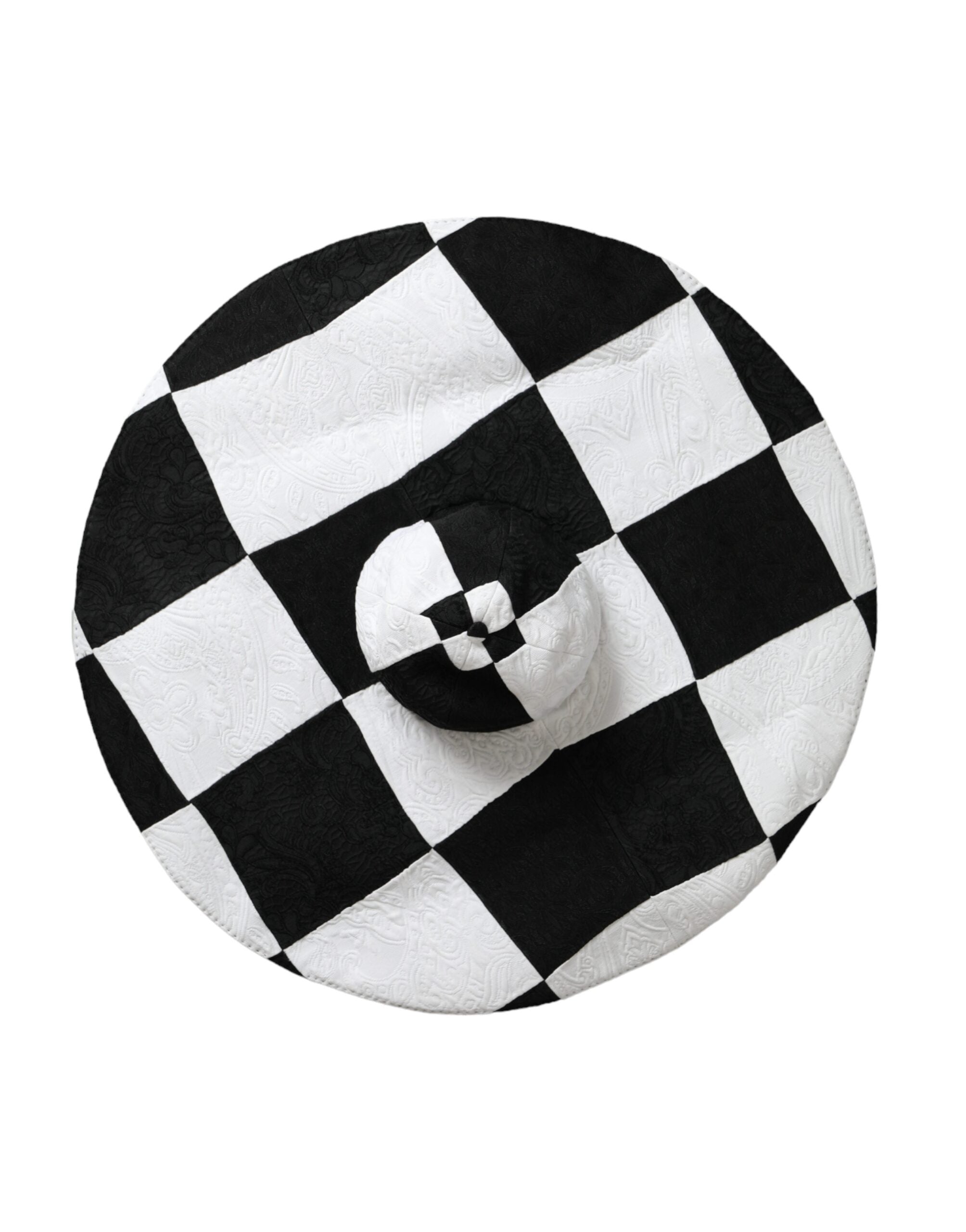 Dolce & Gabbana Checkered Wide Brim Floppy Black White Hat Glam Steals