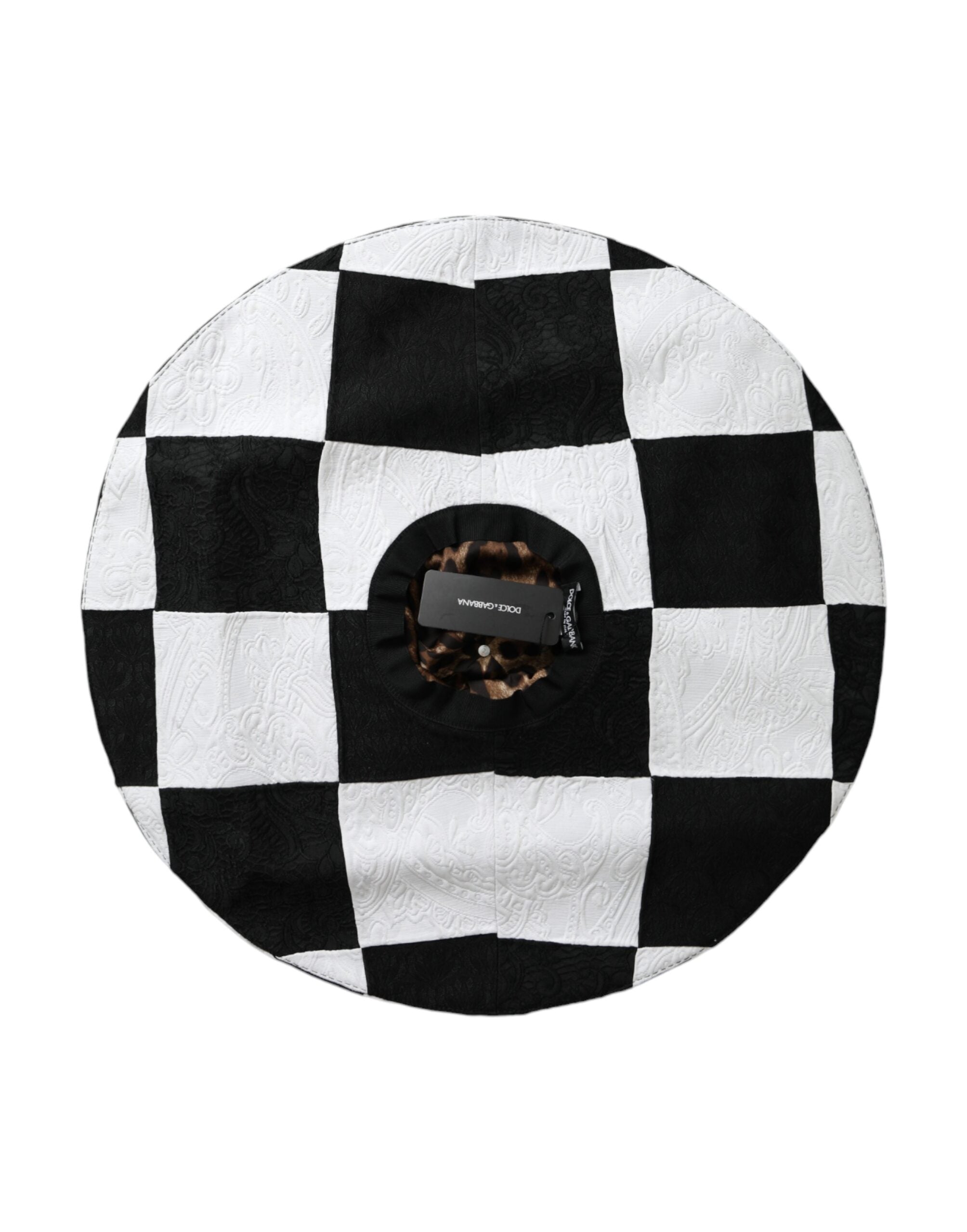 Dolce & Gabbana Checkered Wide Brim Floppy Black White Hat Glam Steals