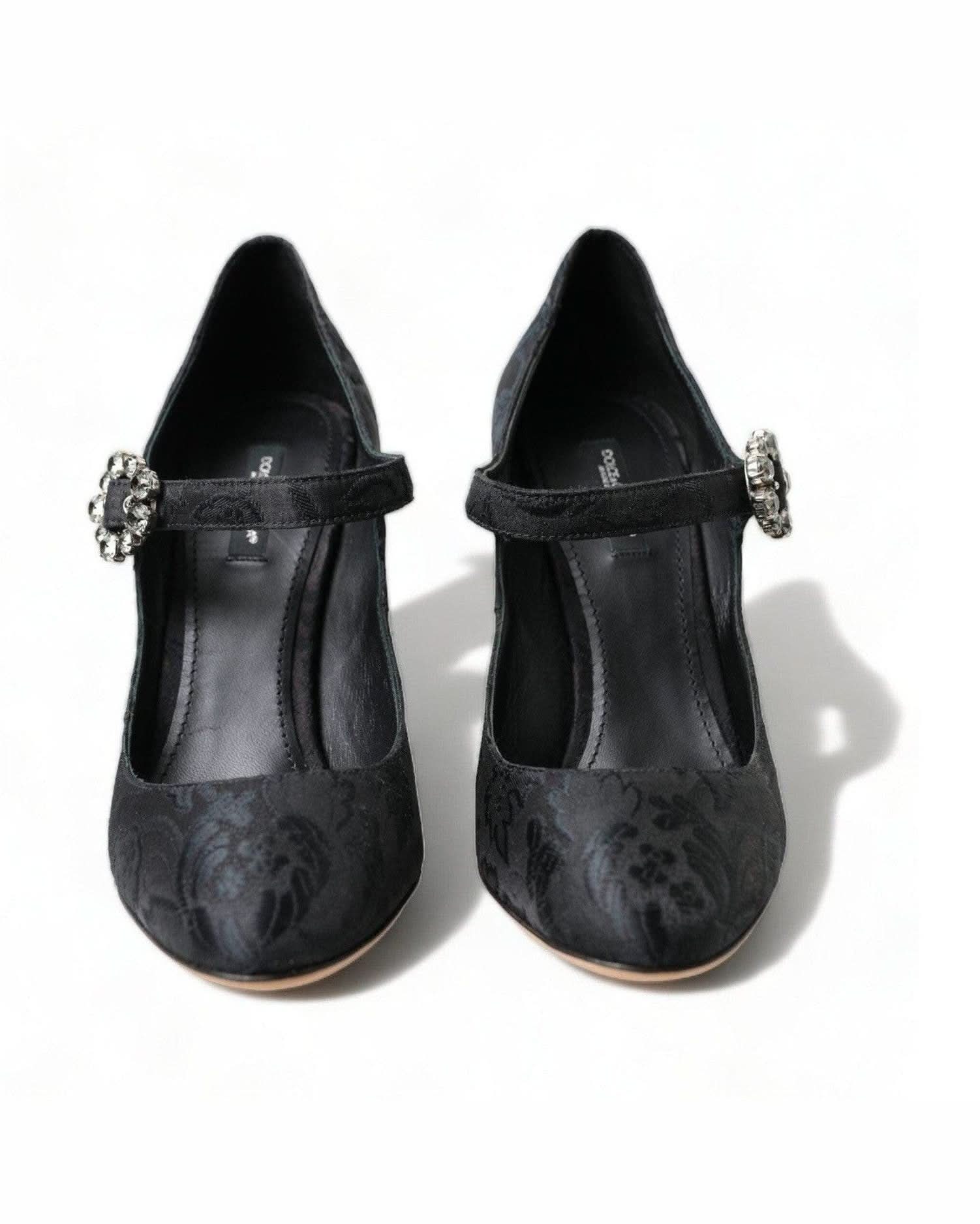 Dolce & Gabbana Chic Brocade Mary Janes Black Pumps Heels